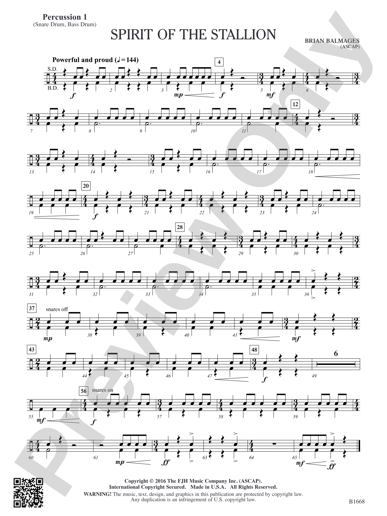 Spirit of the Stallion: Percussion 1