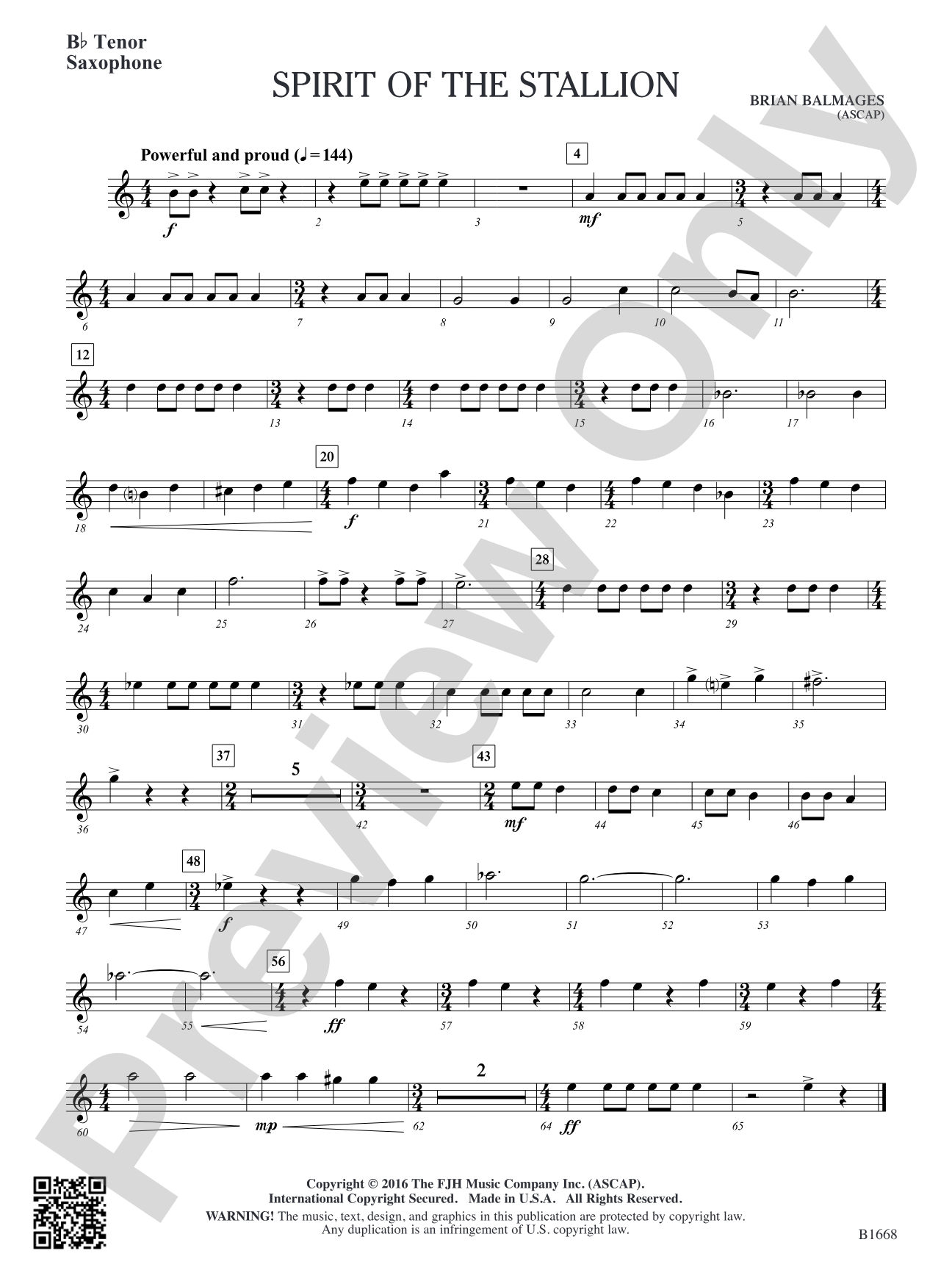 Spirit of the Stallion: B-flat Tenor Saxophone