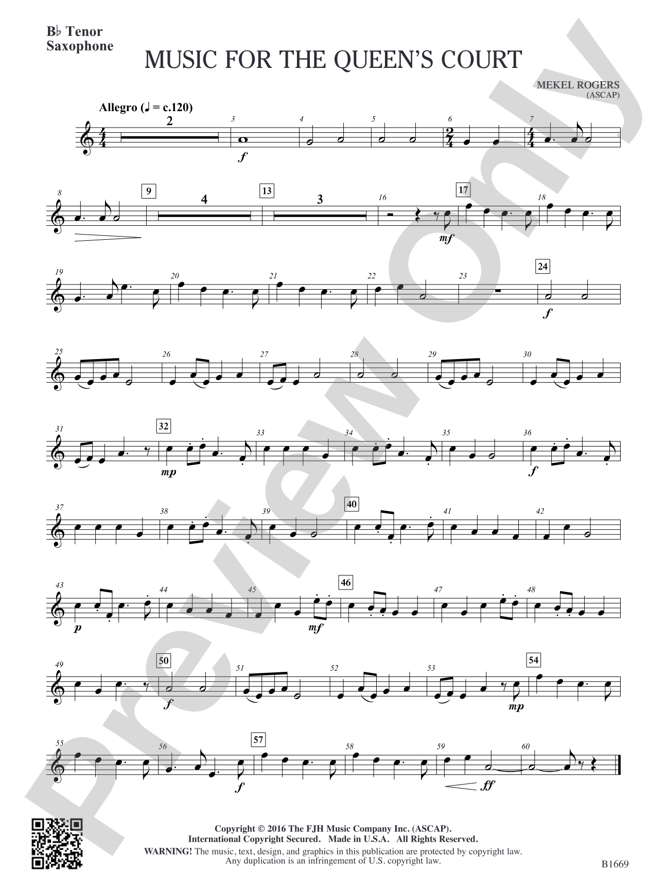 Music for the Queen's Court: B-flat Tenor Saxophone
