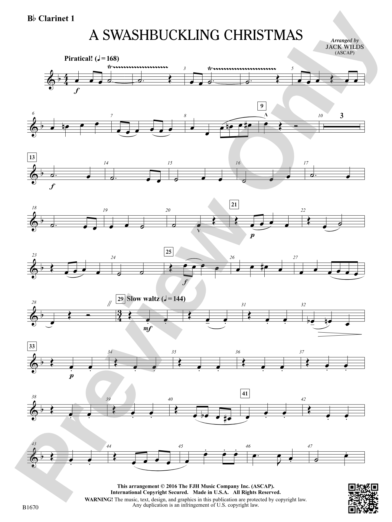 A Swashbuckling Christmas: B-flat Clarinet 1