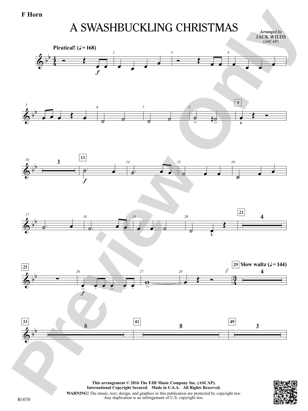 A Swashbuckling Christmas: F Horn