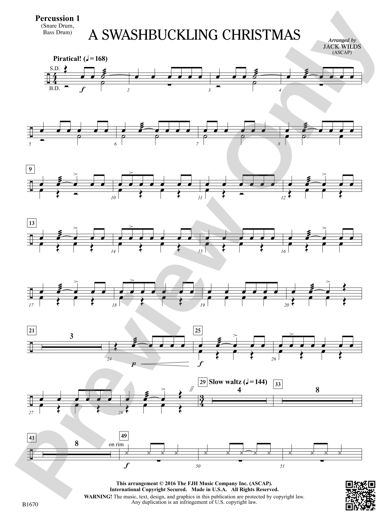 A Swashbuckling Christmas: Percussion 1