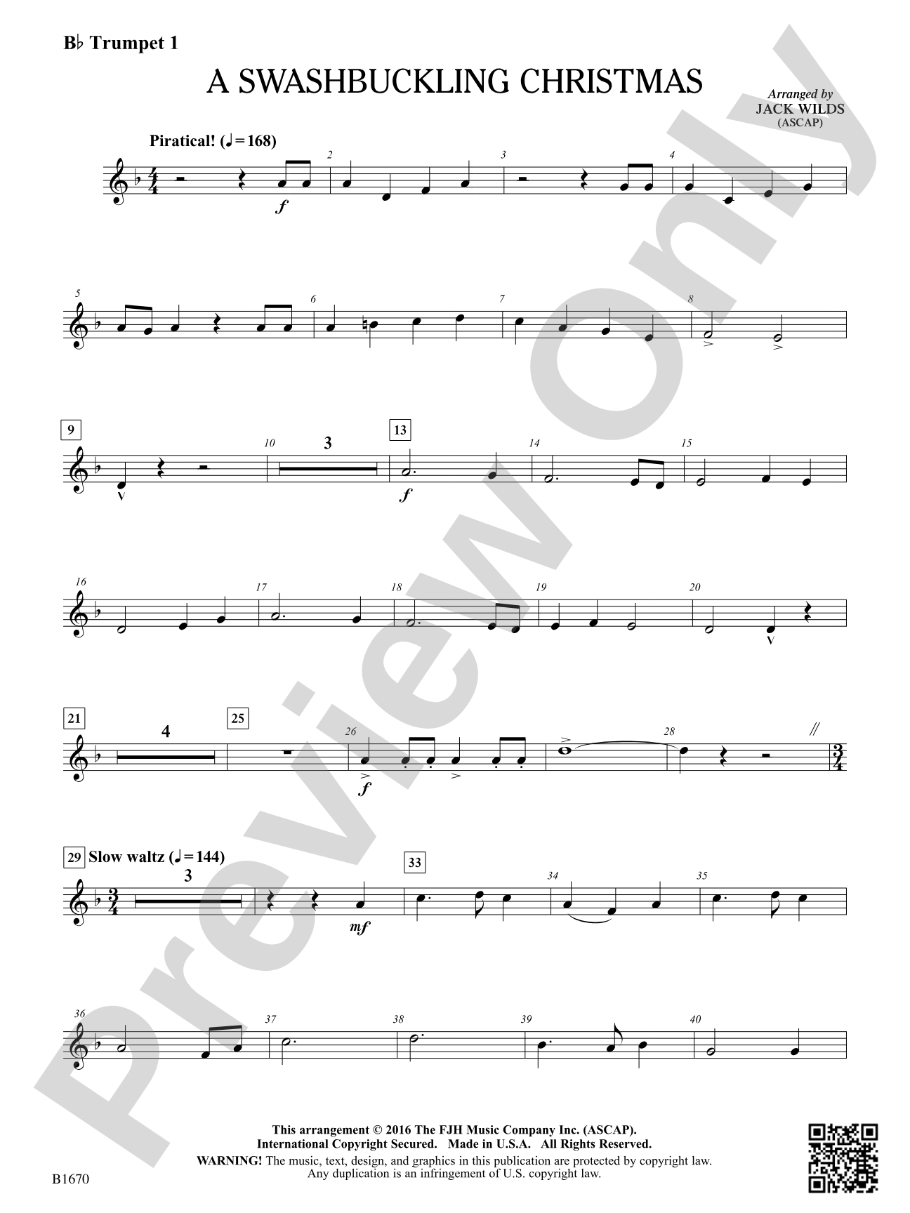 A Swashbuckling Christmas: B-flat Trumpet 1