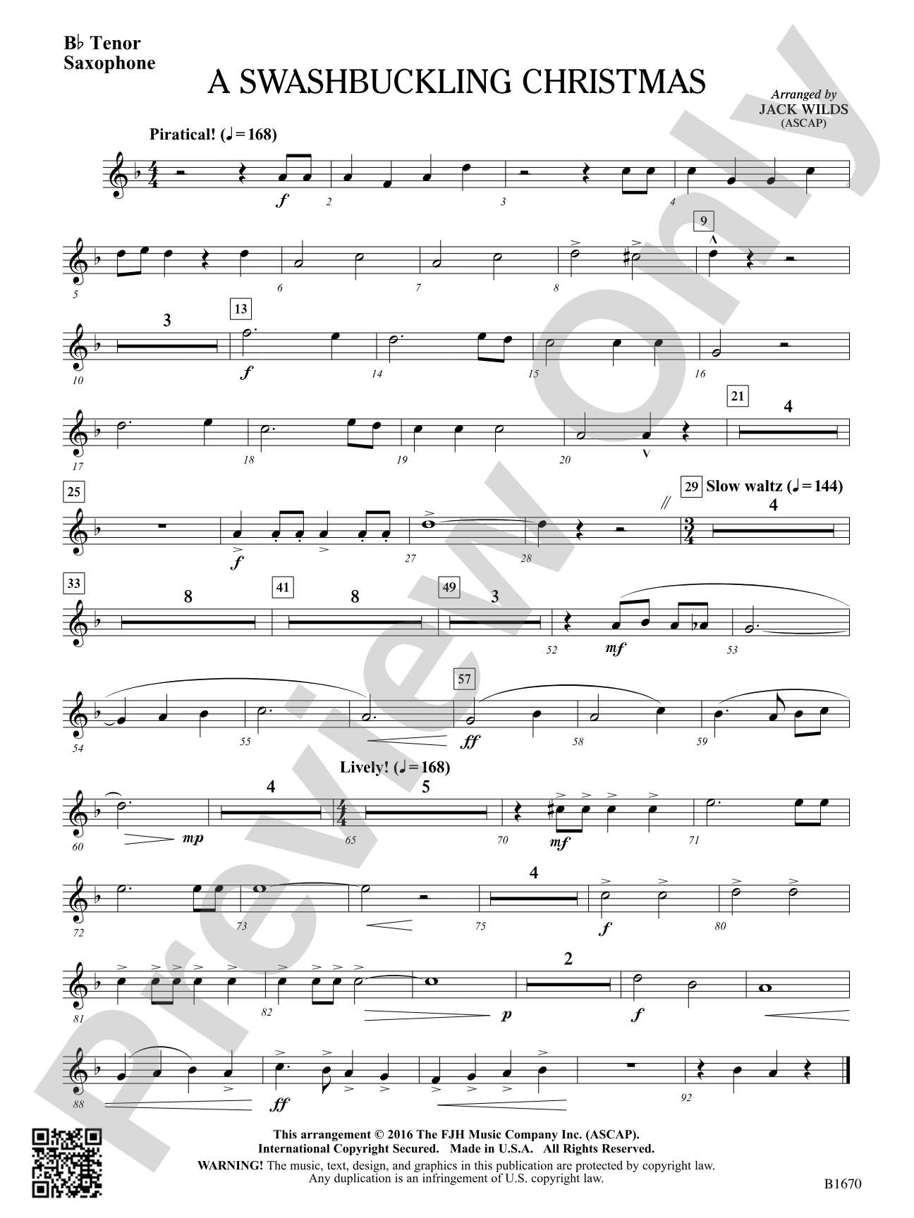 A Swashbuckling Christmas: B-flat Tenor Saxophone