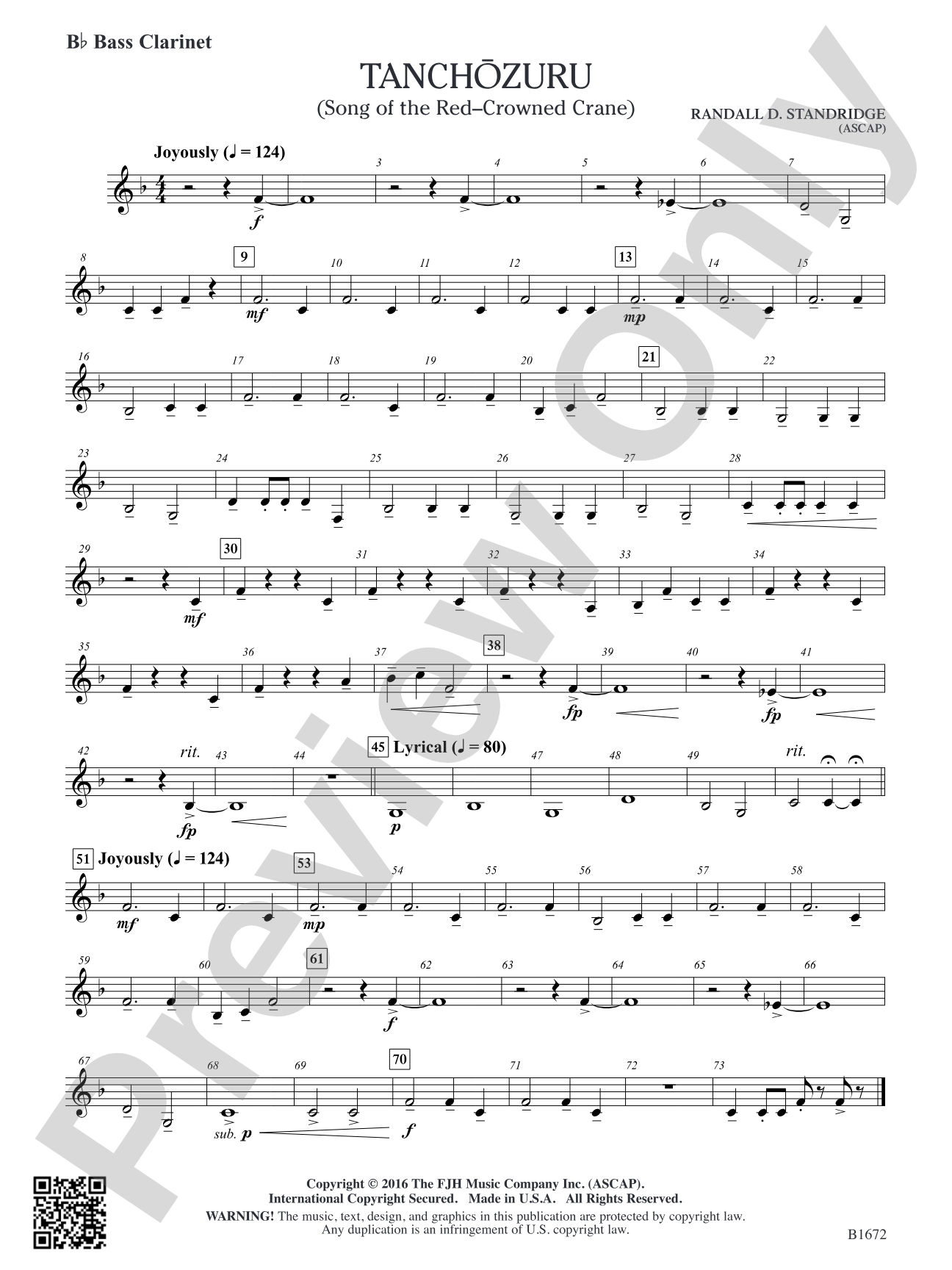 Tanchozuru: B-flat Bass Clarinet