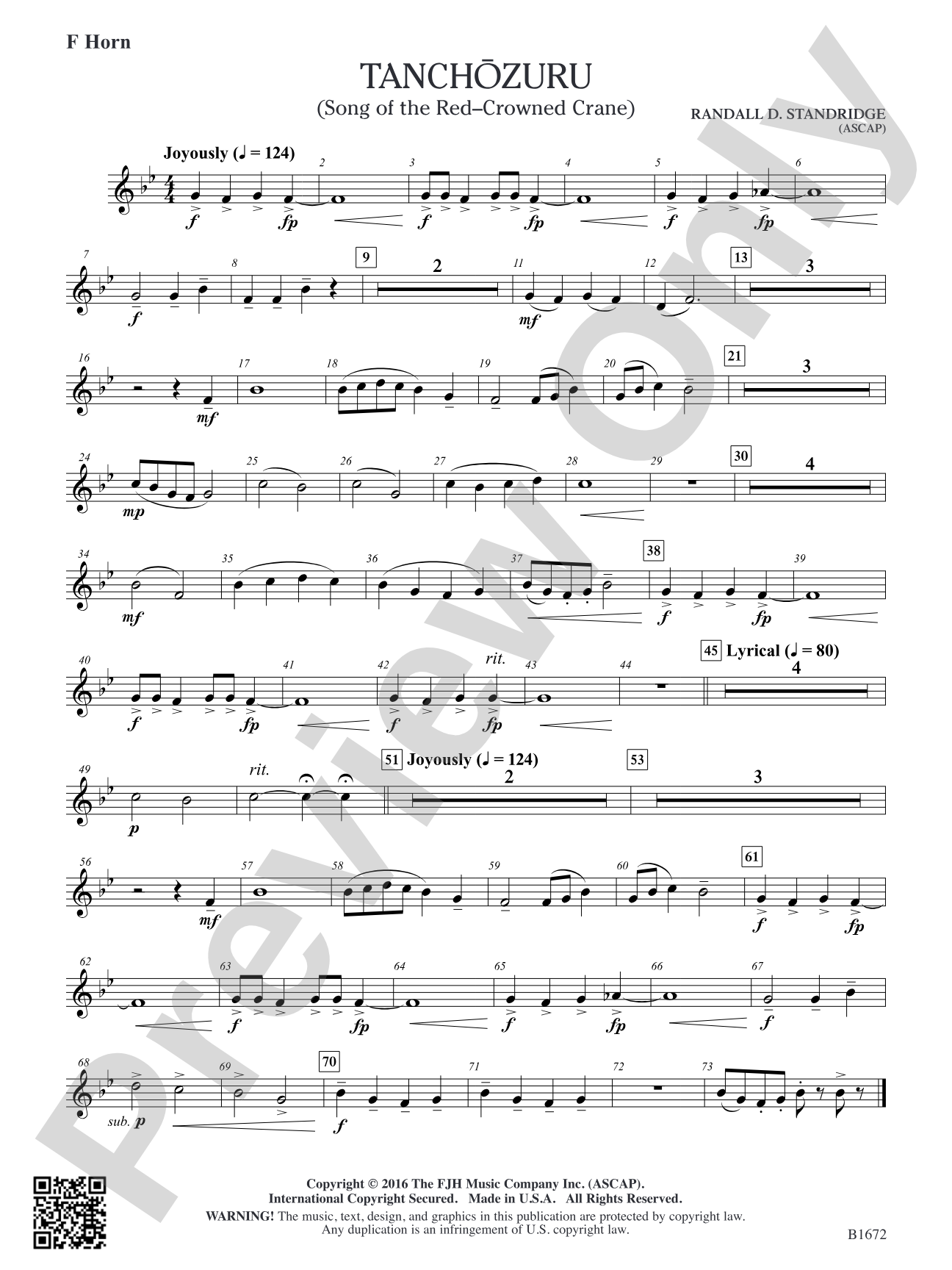 Tanchozuru: F Horn