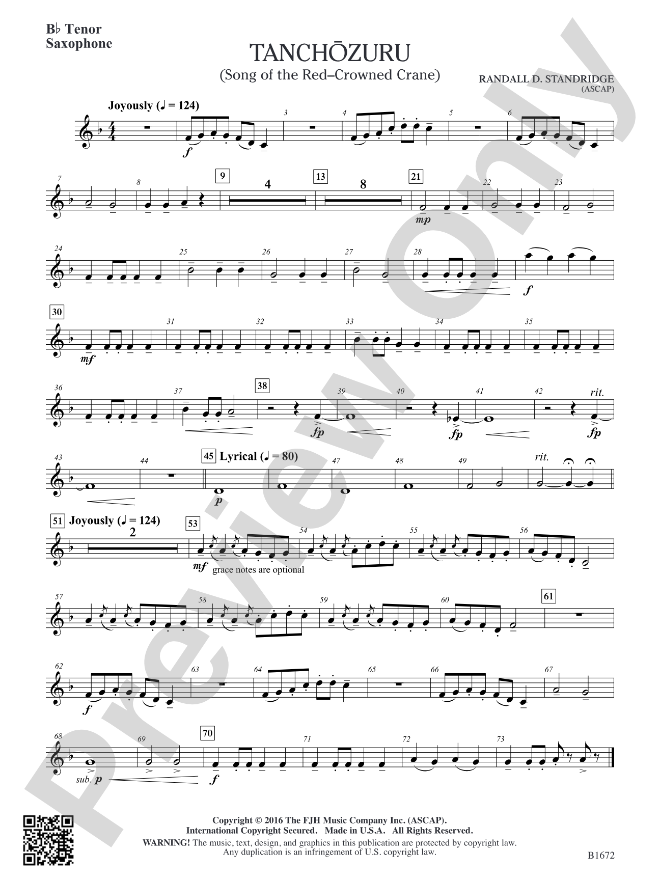 Tanchozuru: B-flat Tenor Saxophone