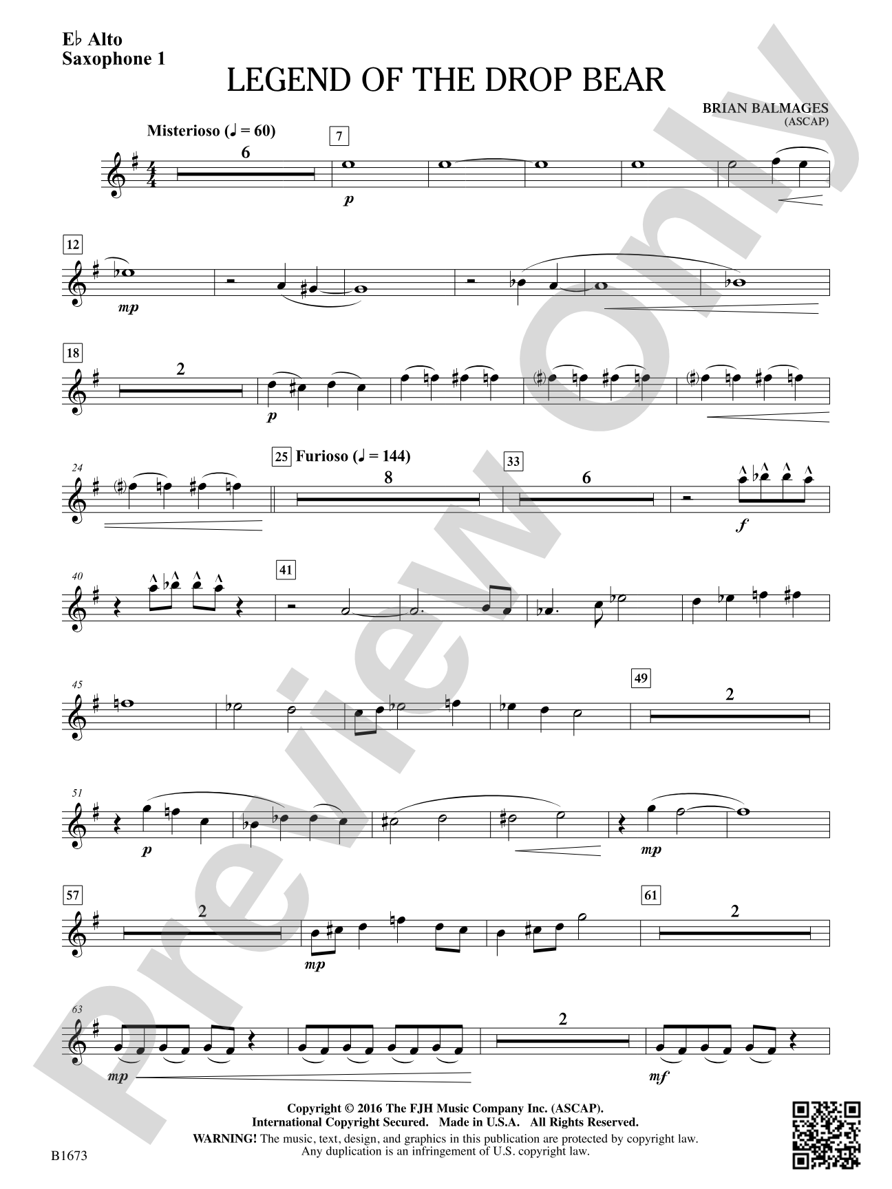Legend of the Drop Bear: E-flat Alto Saxophone 1