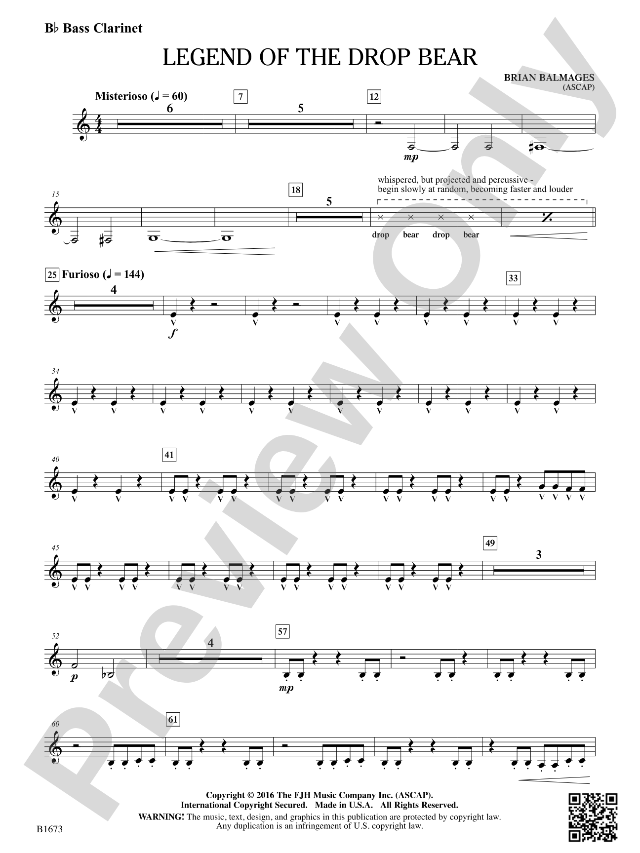 Legend of the Drop Bear: B-flat Bass Clarinet