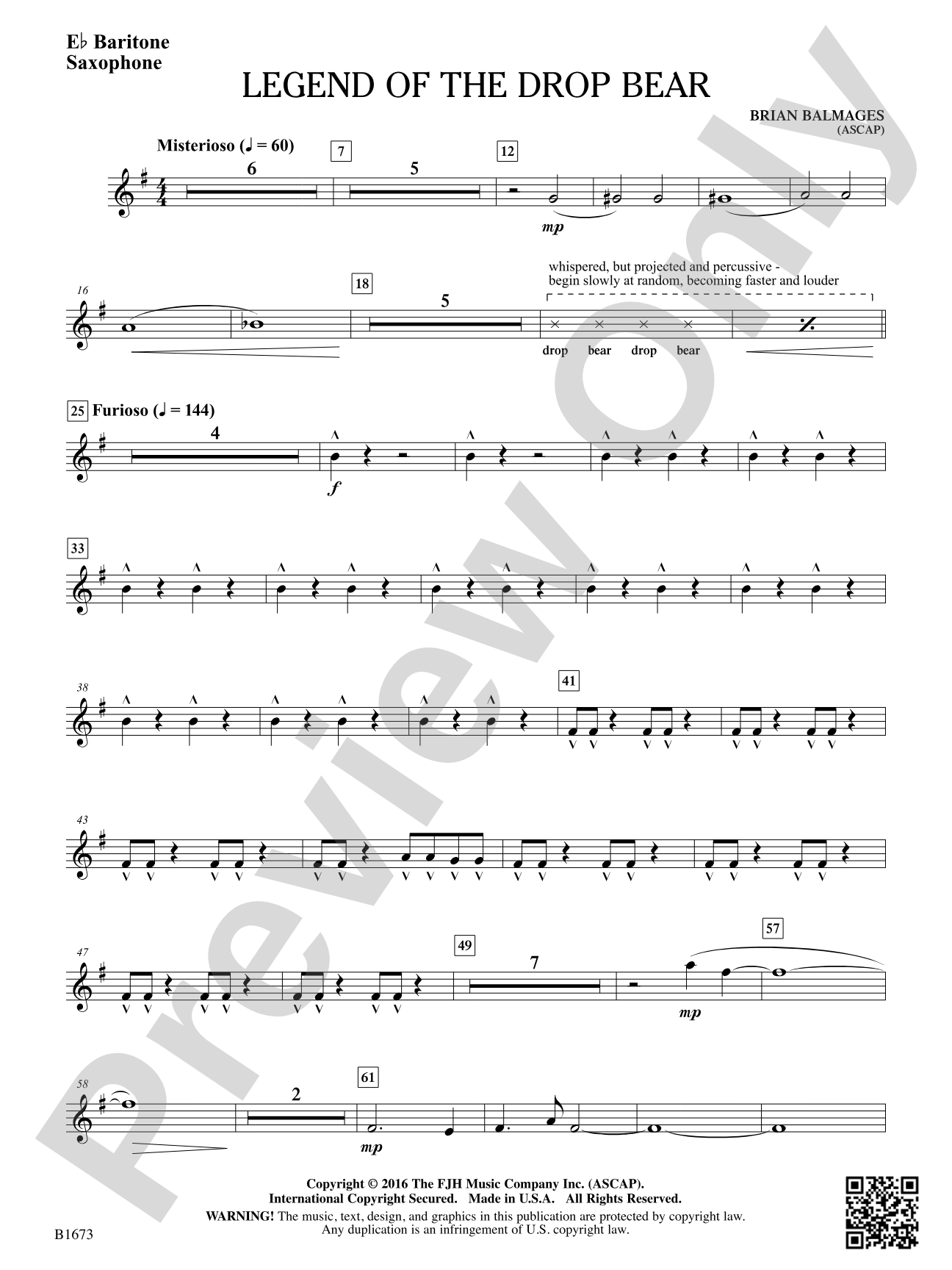 Legend of the Drop Bear: E-flat Baritone Saxophone