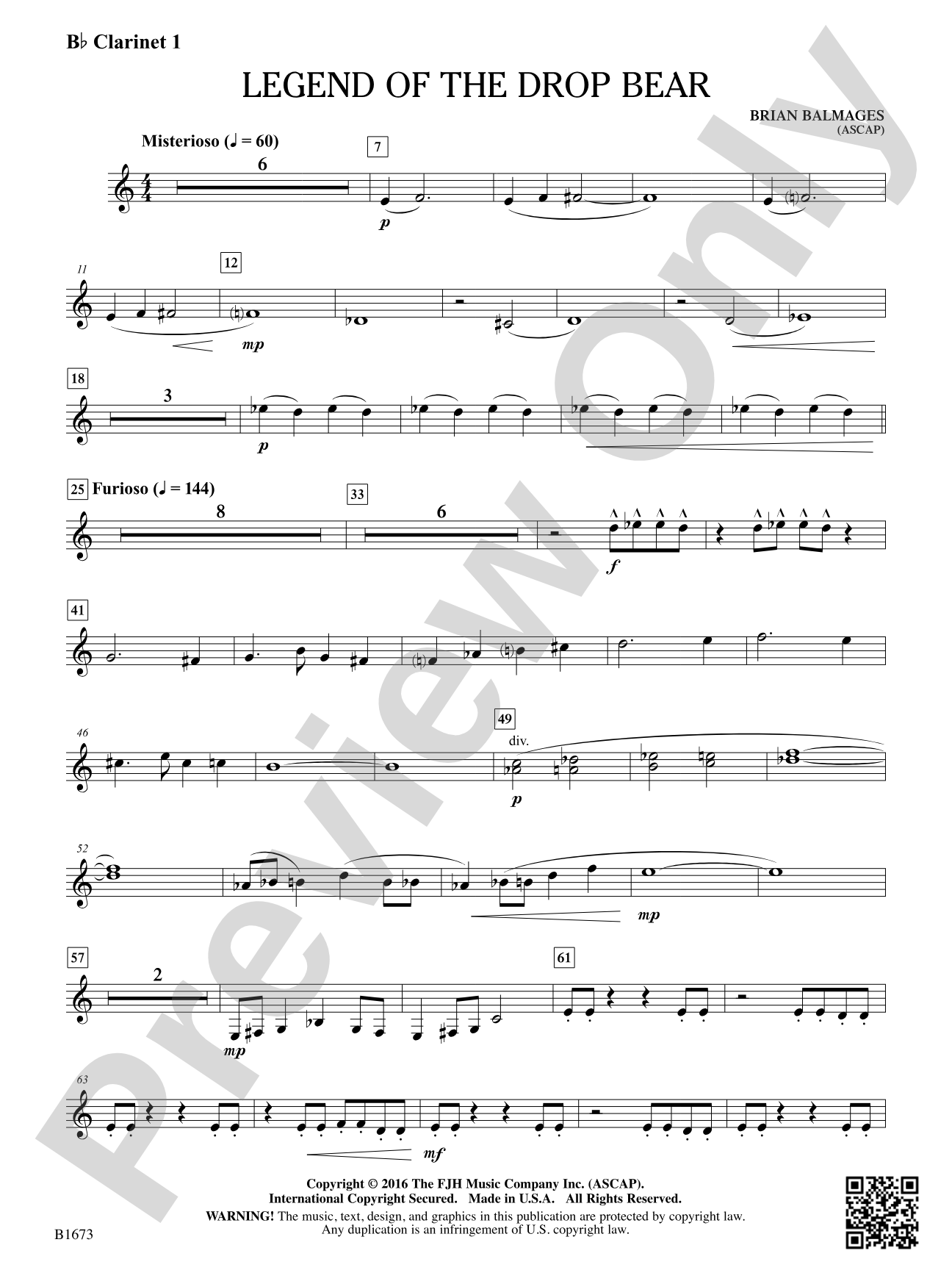 Legend of the Drop Bear: B-flat Clarinet 1
