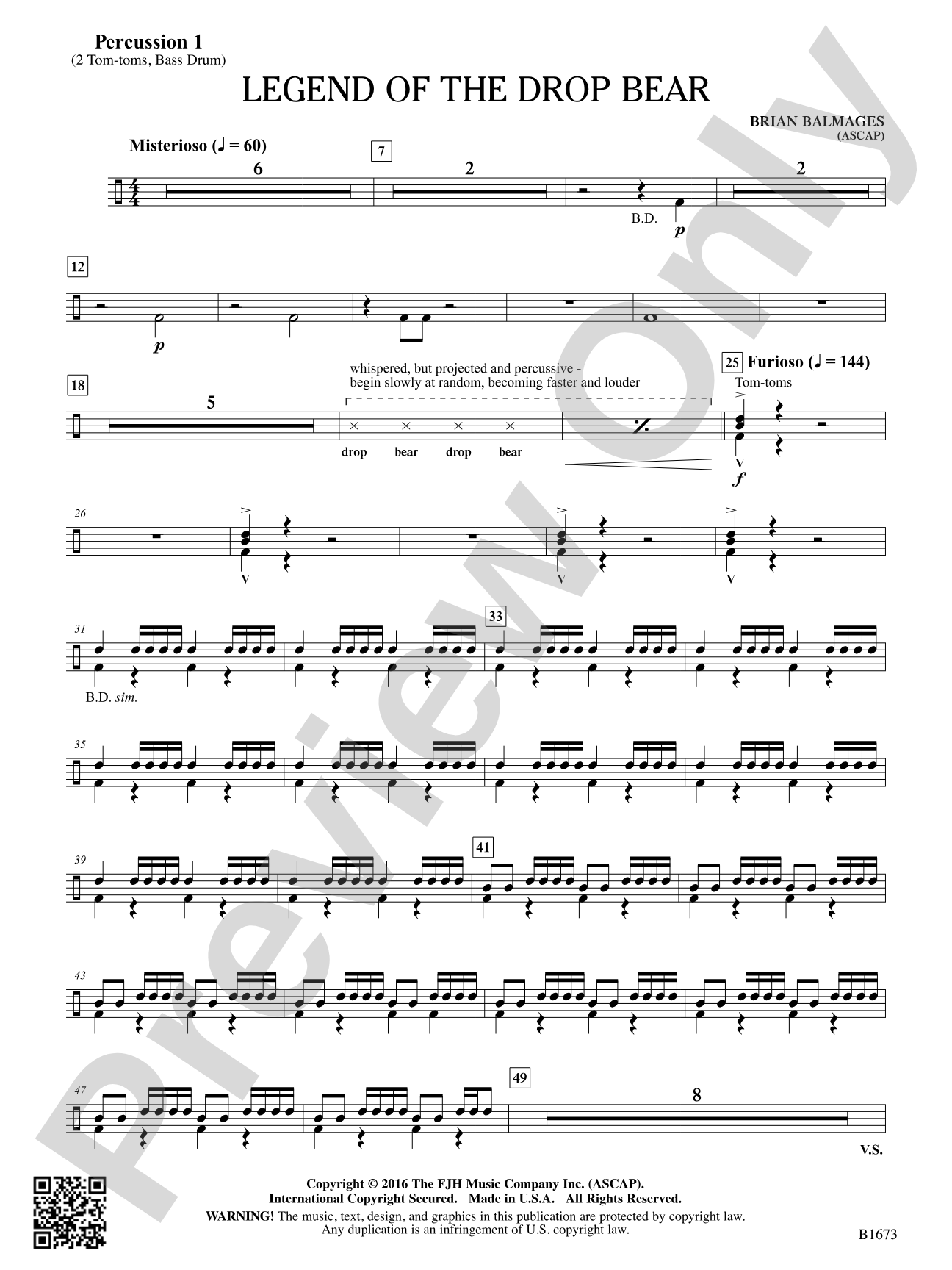 Legend of the Drop Bear: Percussion 1