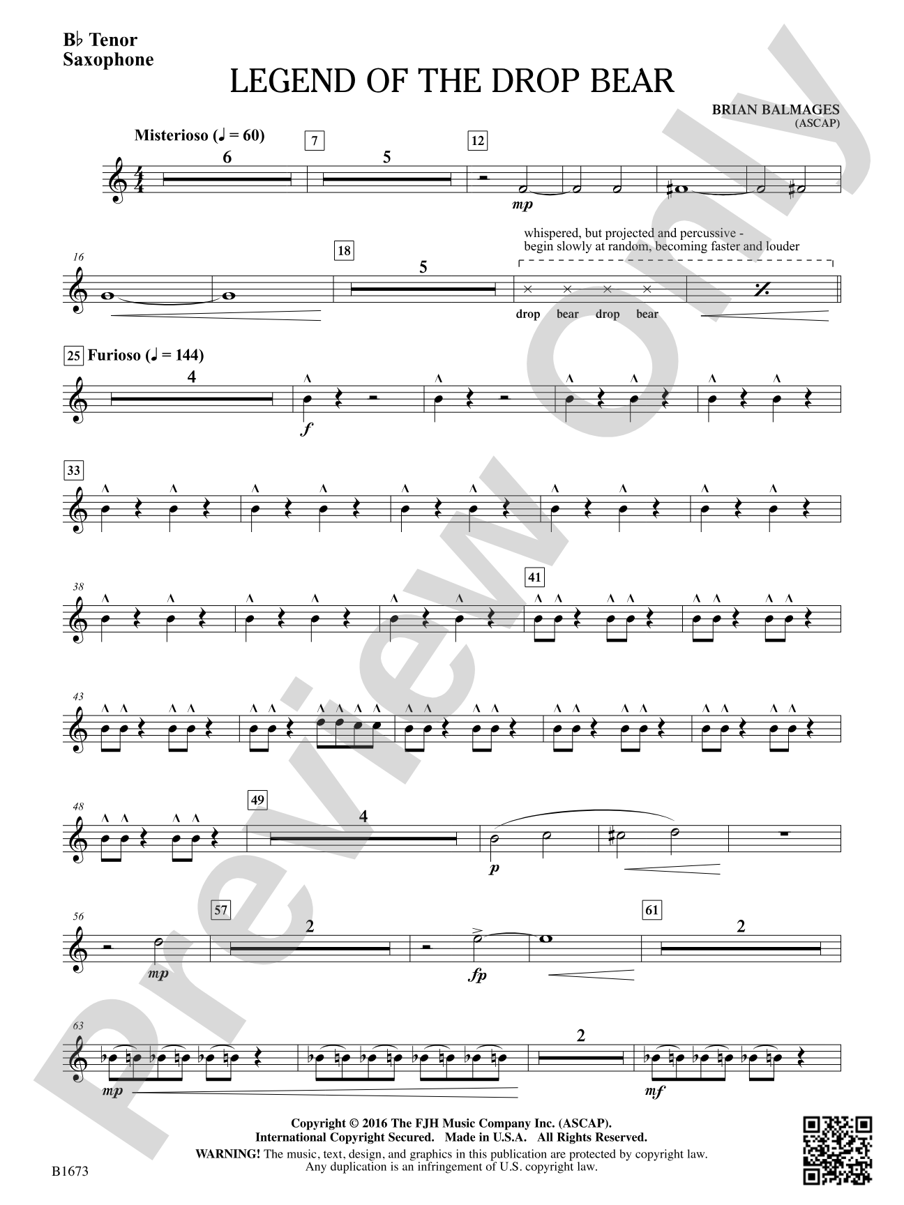 Legend of the Drop Bear: B-flat Tenor Saxophone