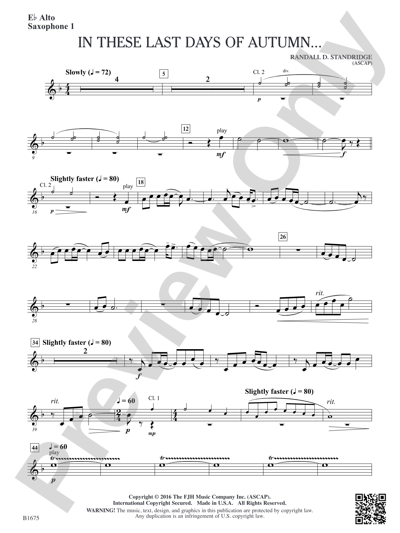 In These Last Day of Autumn...: E-flat Alto Saxophone 1
