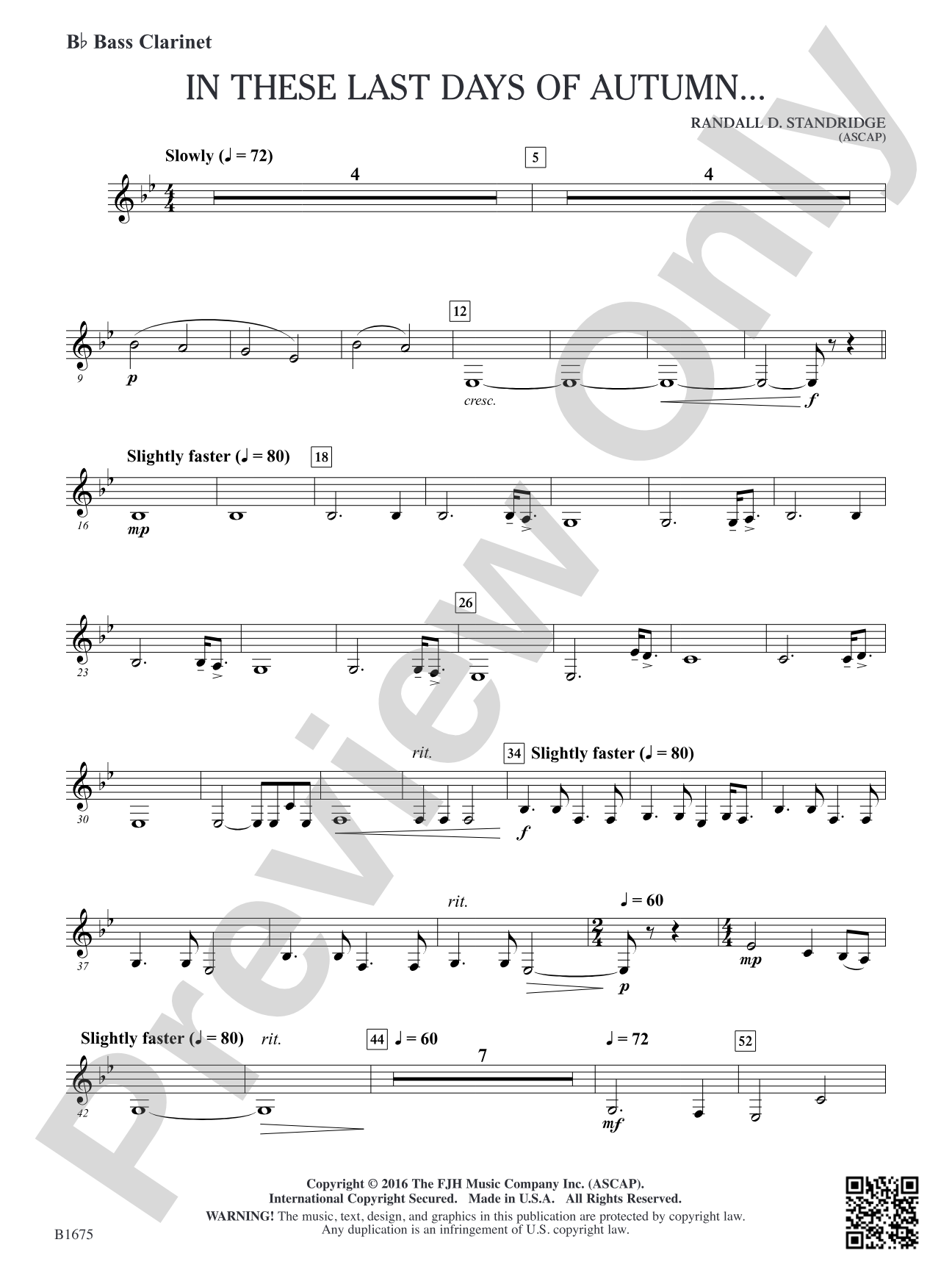 In These Last Day of Autumn...: B-flat Bass Clarinet