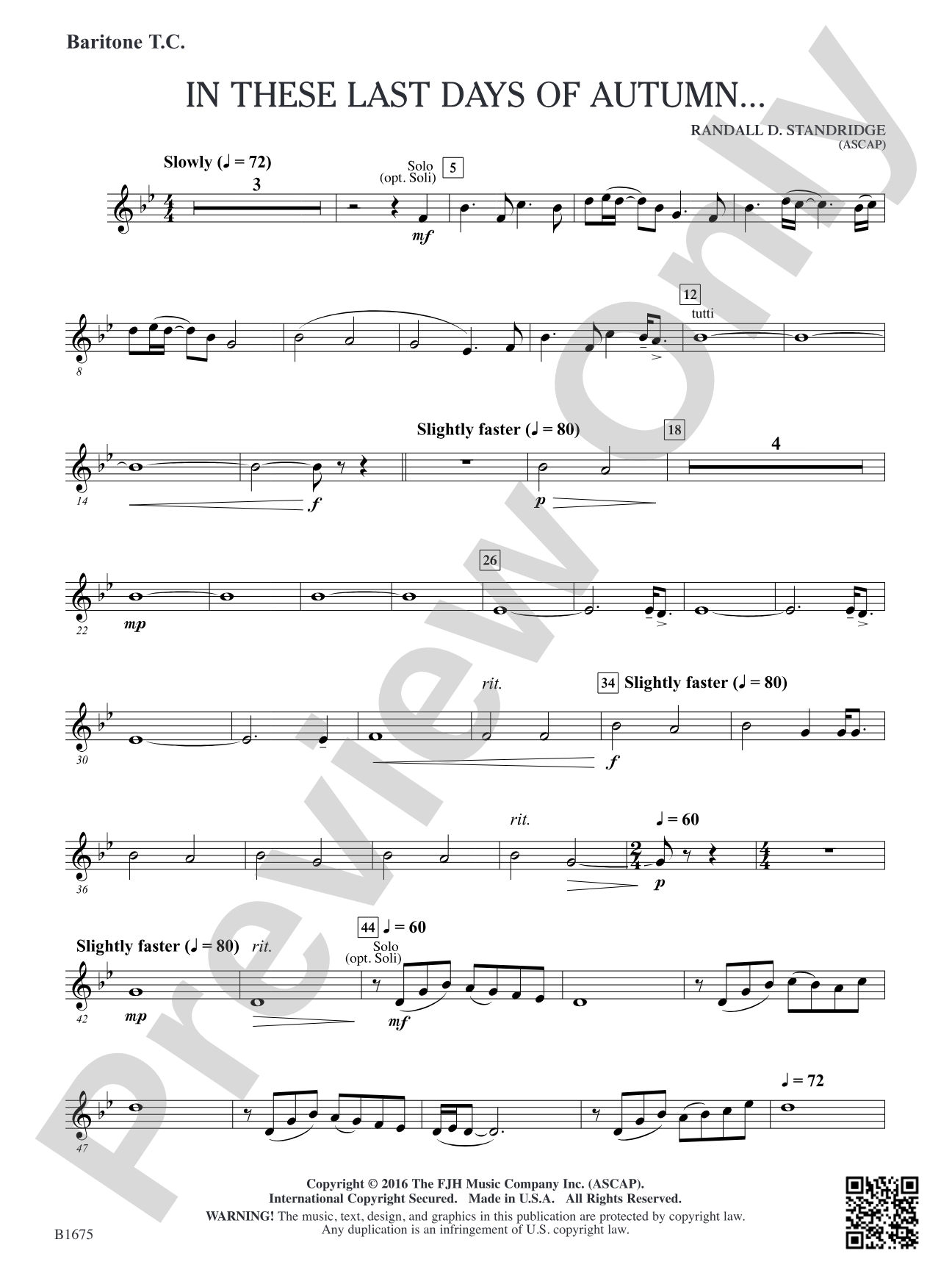 In These Last Day of Autumn...: Baritone T.C.