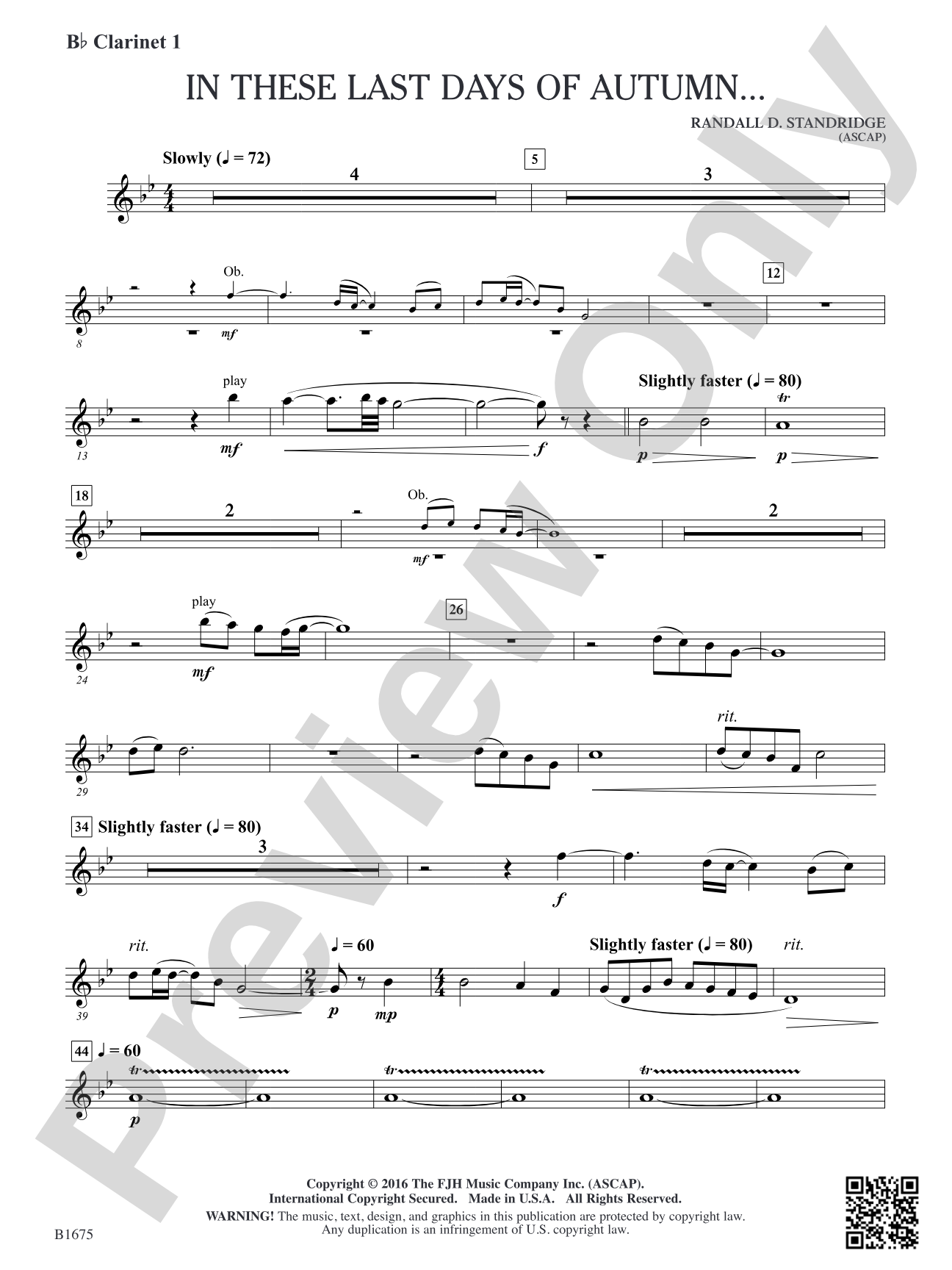 In These Last Day of Autumn...: B-flat Clarinet 1