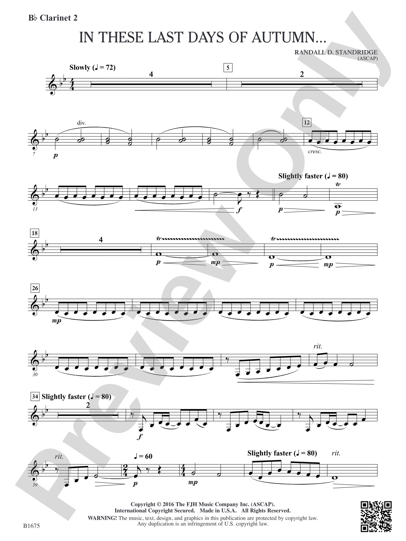 In These Last Day of Autumn...: B-flat Clarinet 2