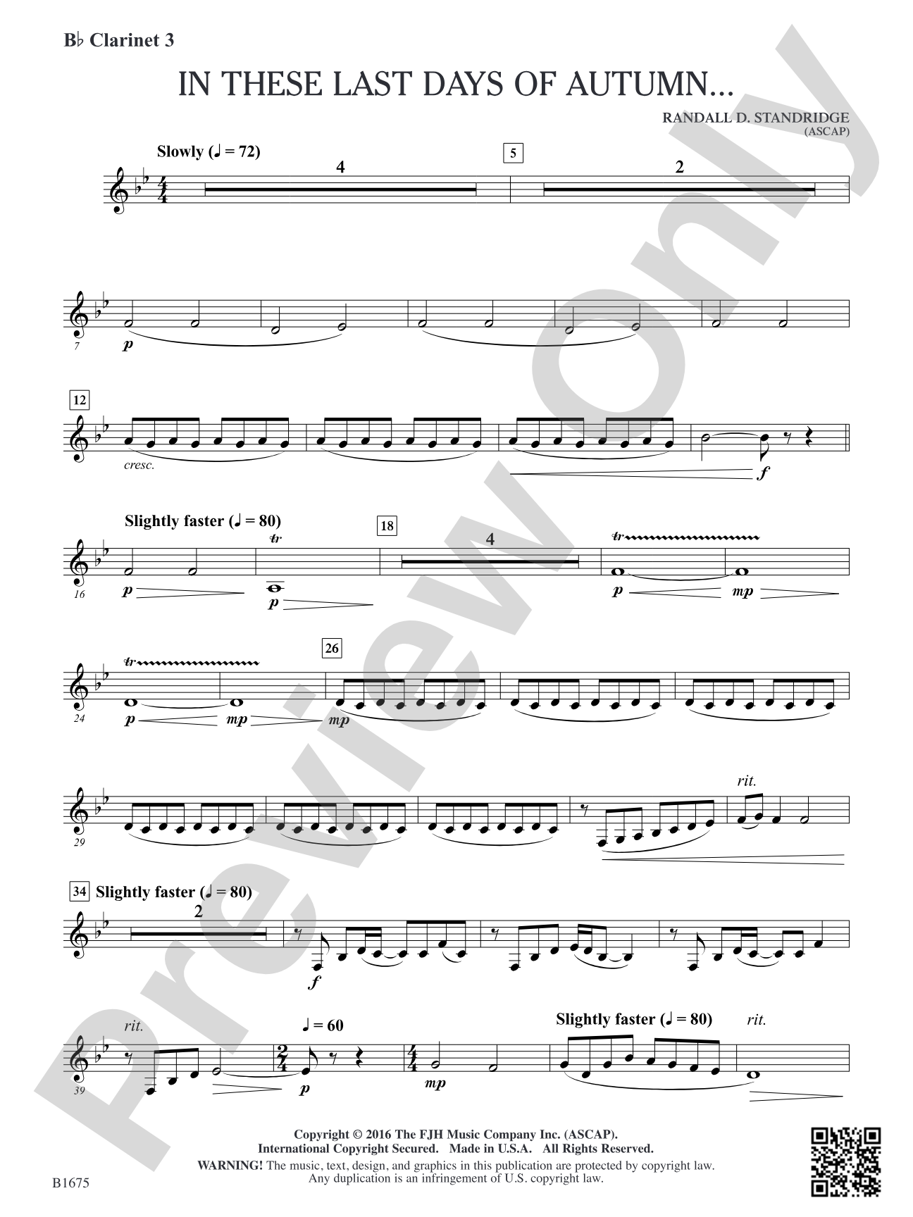In These Last Day of Autumn...: B-flat Clarinet 3