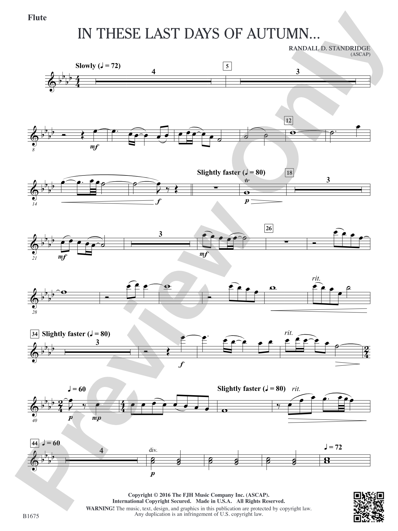 In These Last Day of Autumn...: Flute