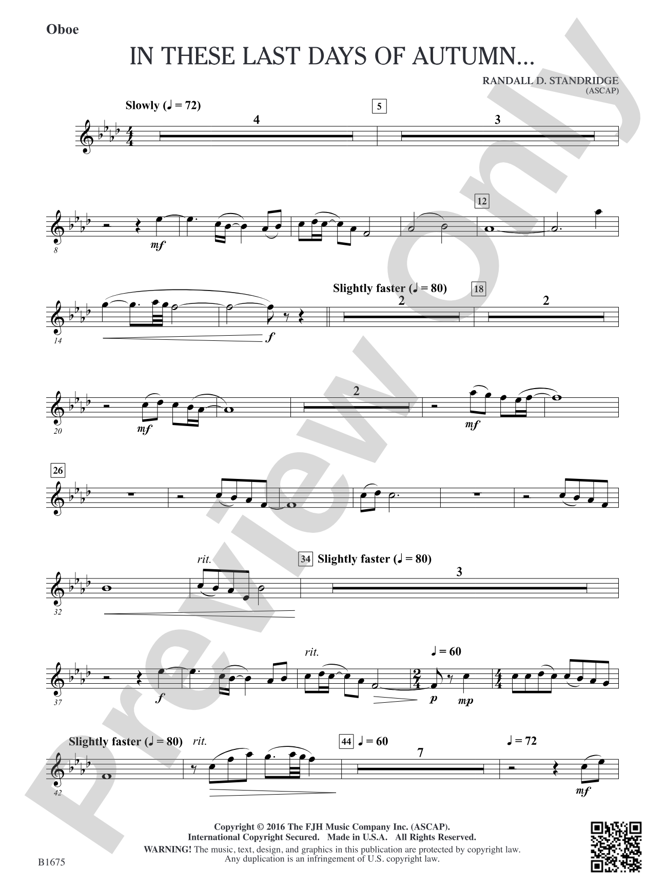 In These Last Day of Autumn...: Oboe