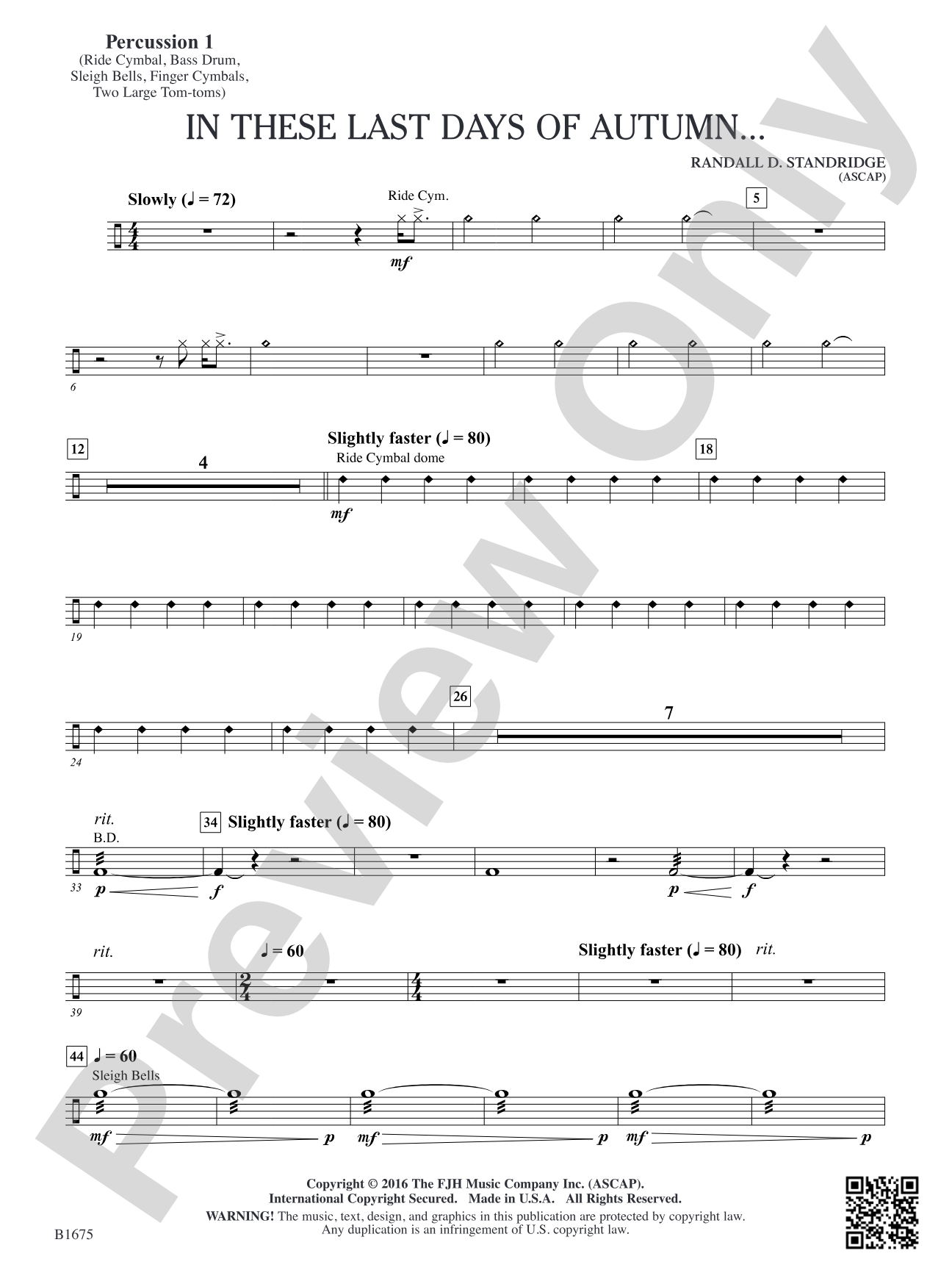 In These Last Day of Autumn...: Percussion 1