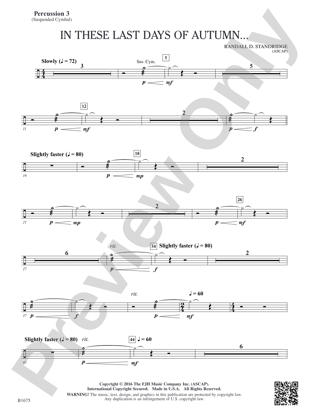 In These Last Day of Autumn...: Percussion 3