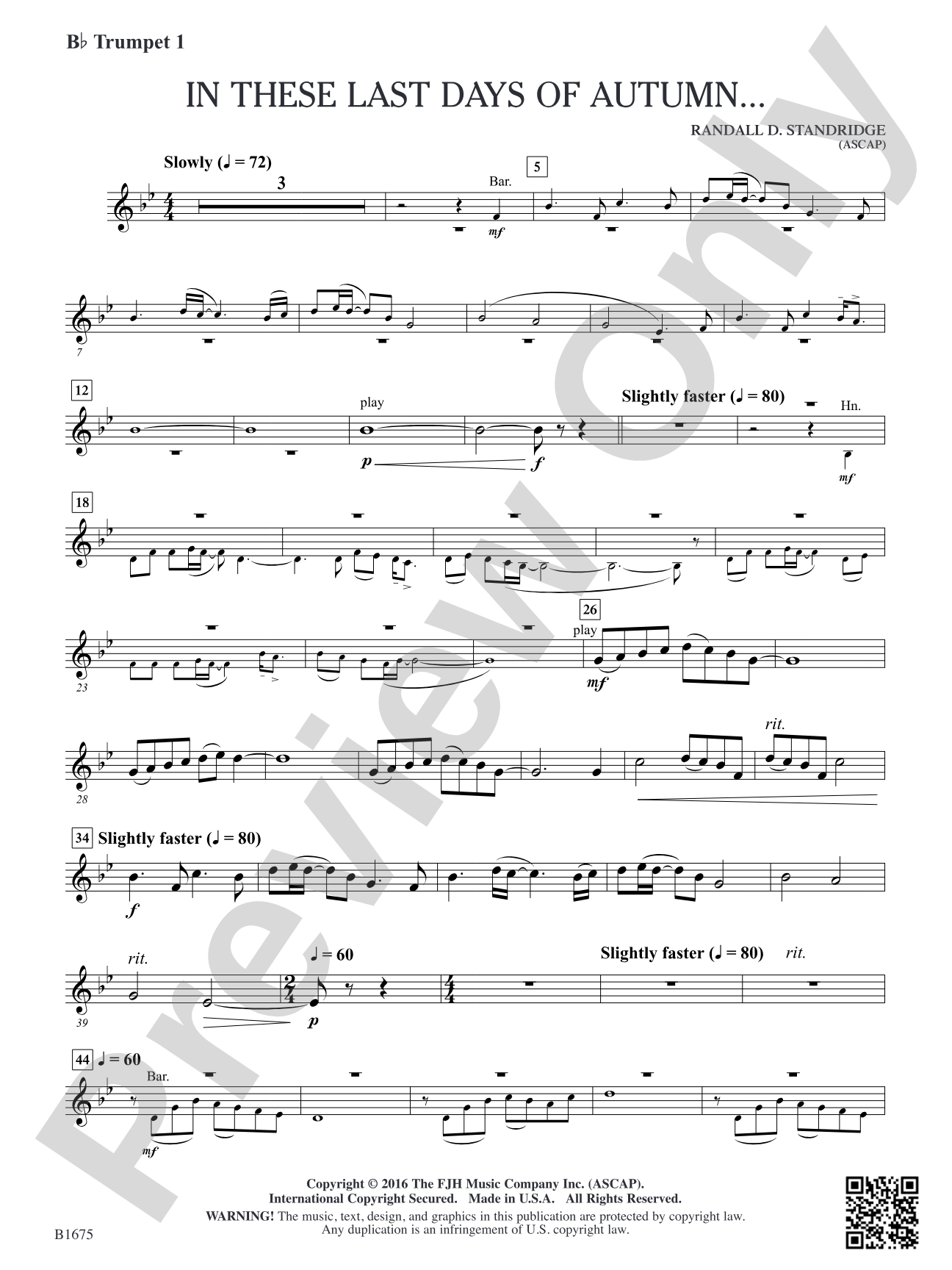 In These Last Day of Autumn...: B-flat Trumpet 1