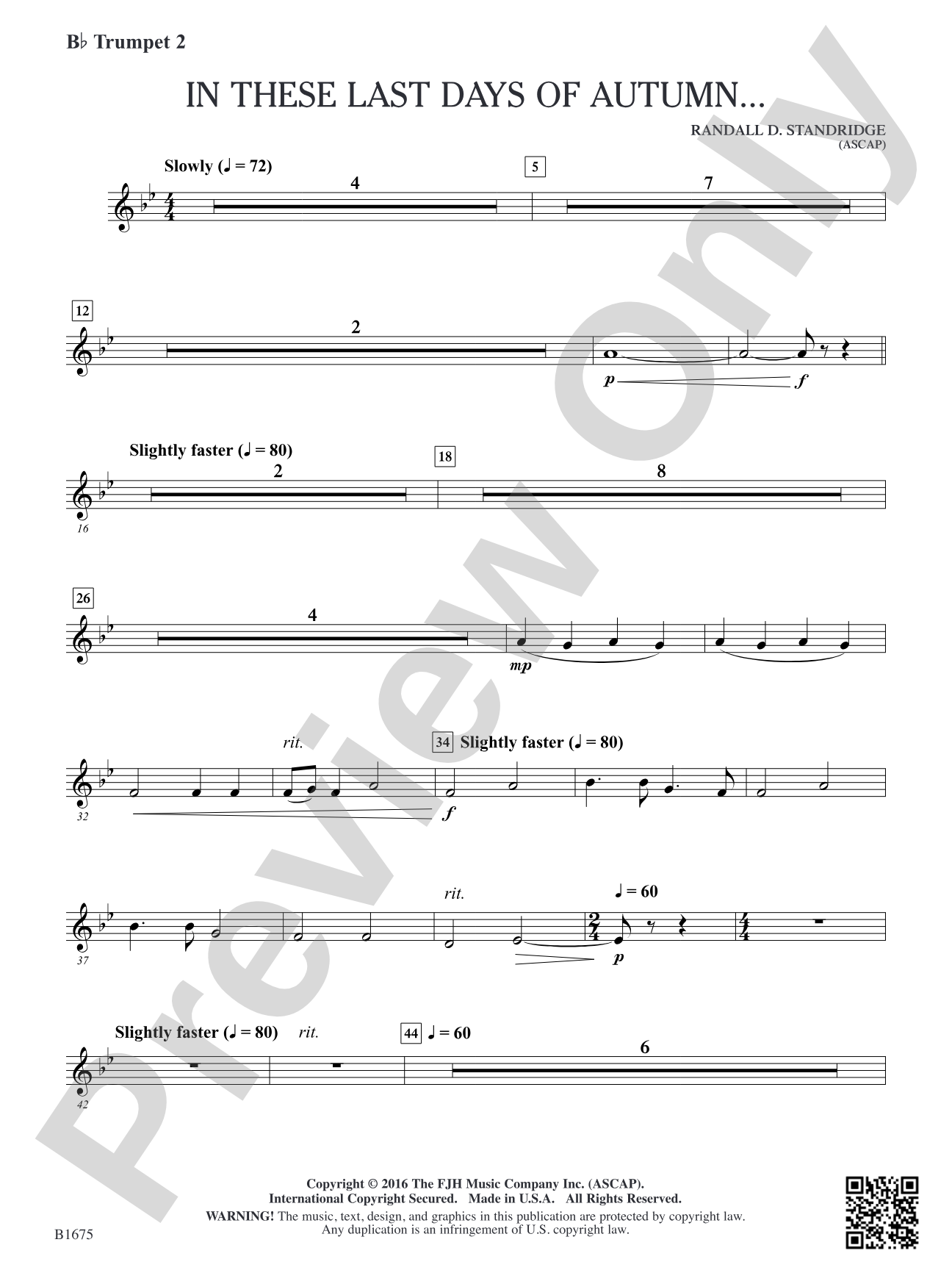 In These Last Day of Autumn...: B-flat Trumpet 2