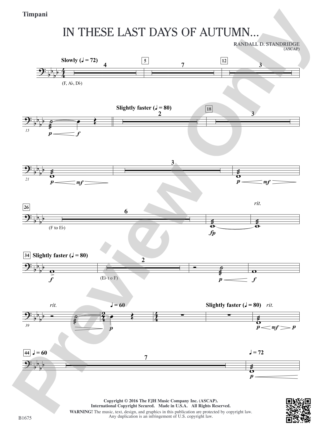 In These Last Day of Autumn...: Timpani