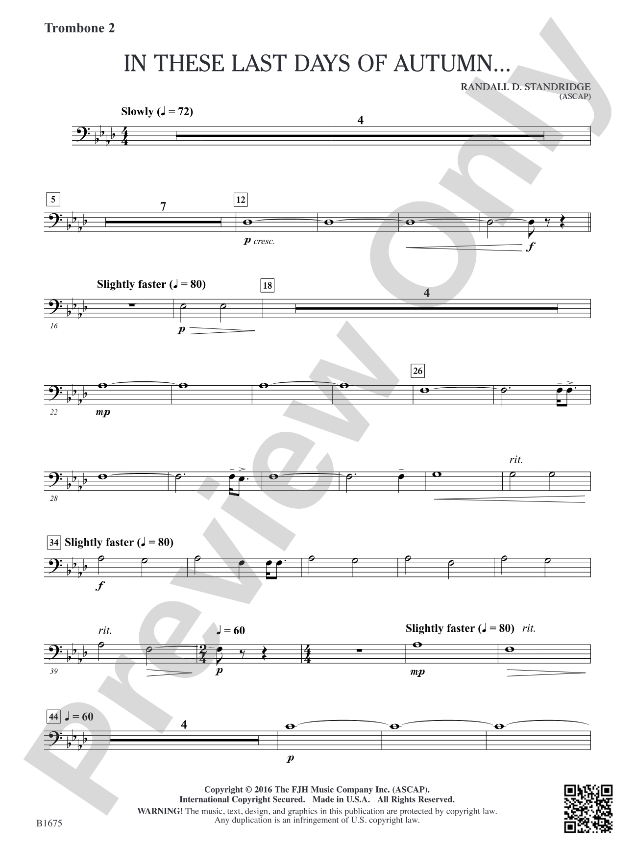 In These Last Day of Autumn...: Trombone 2