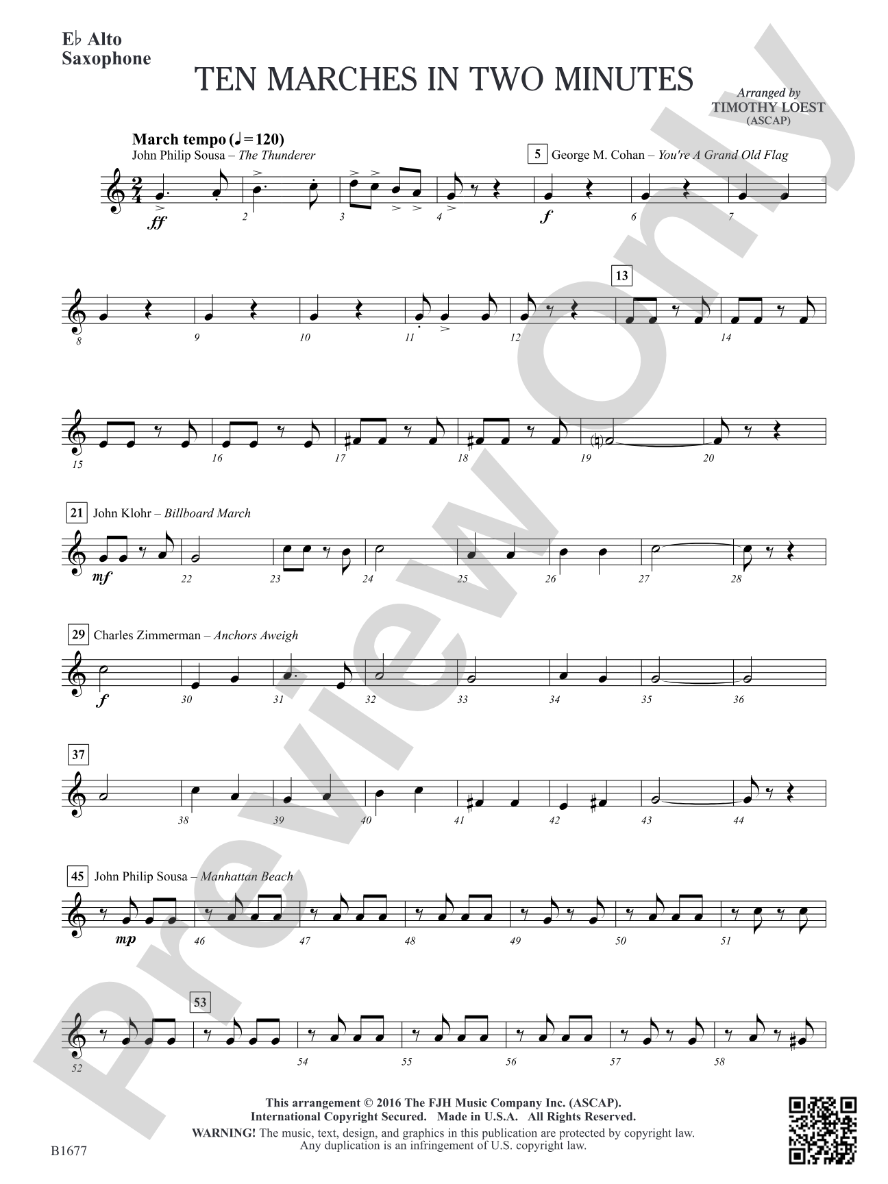 Ten Marches in Two Minutes: E-flat Alto Saxophone