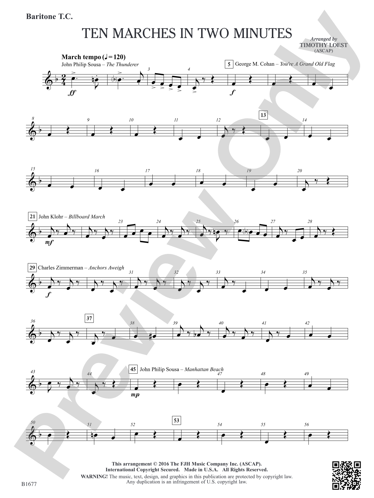 Ten Marches in Two Minutes: Baritone T.C.