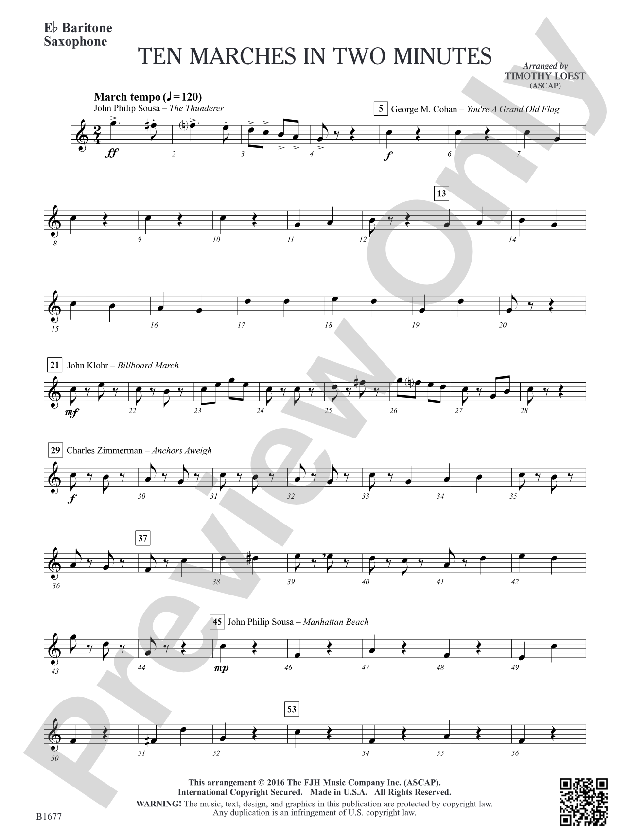 Ten Marches in Two Minutes: E-flat Baritone Saxophone