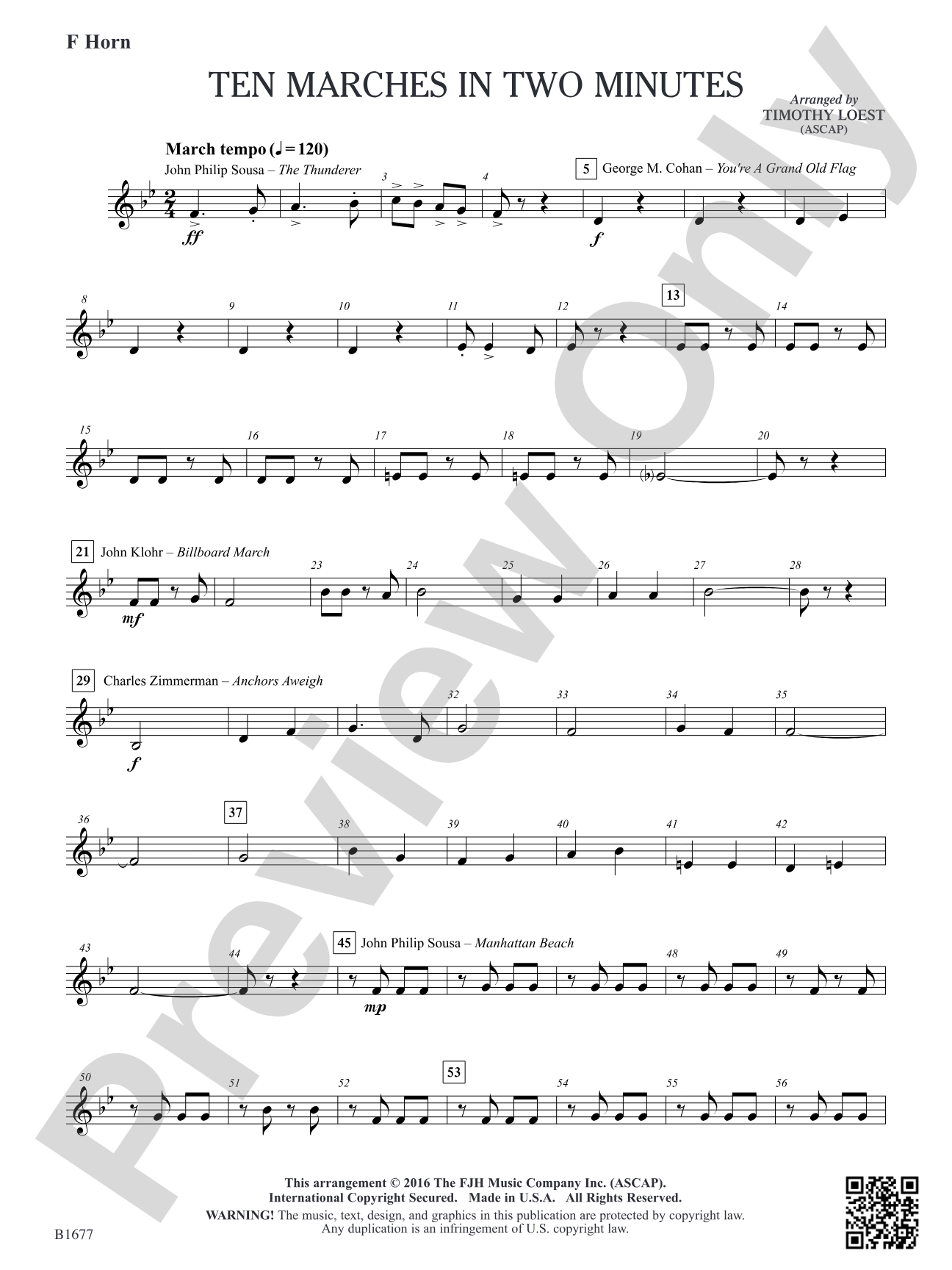 Ten Marches in Two Minutes: F Horn