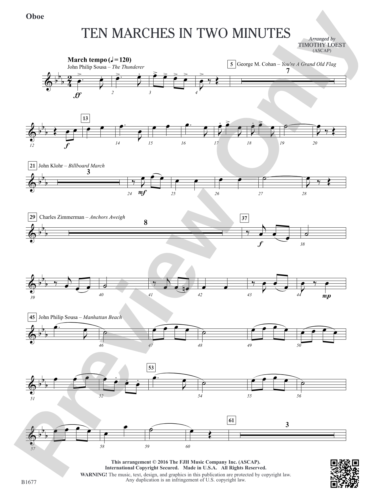 Ten Marches in Two Minutes: Oboe