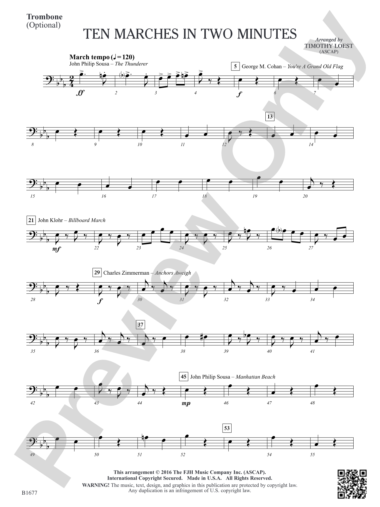 Ten Marches in Two Minutes: Trombone (opt.)