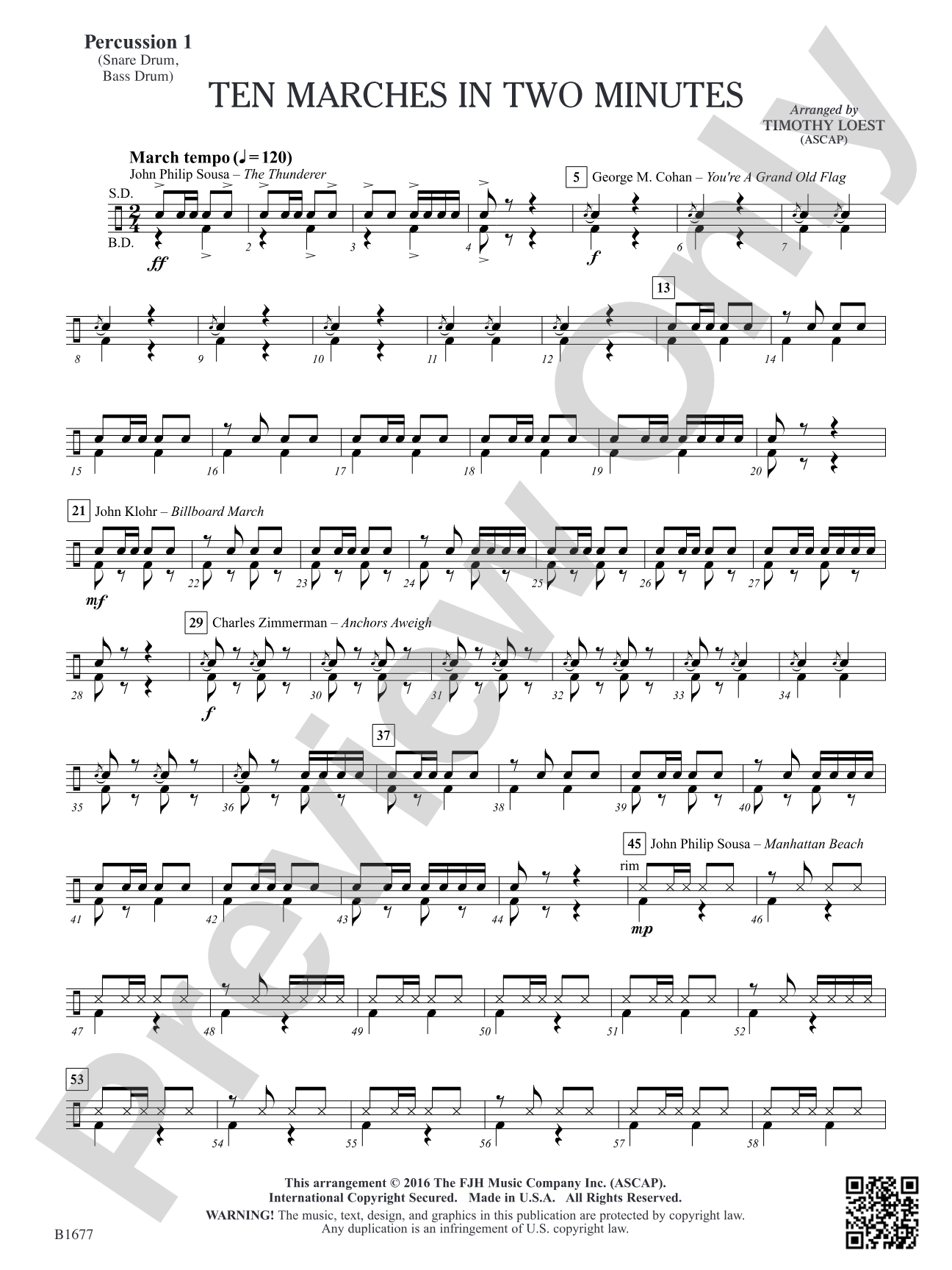 Ten Marches in Two Minutes: Percussion 1