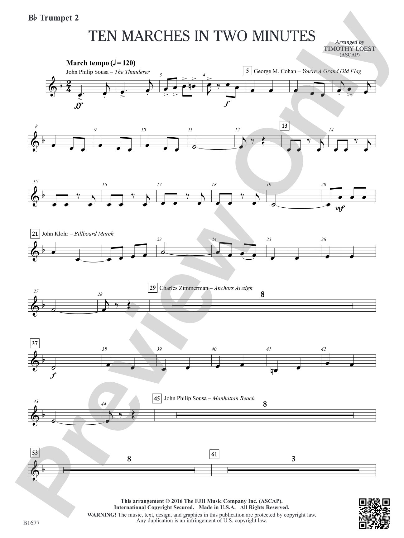 Ten Marches in Two Minutes: B-flat Trumpet 2