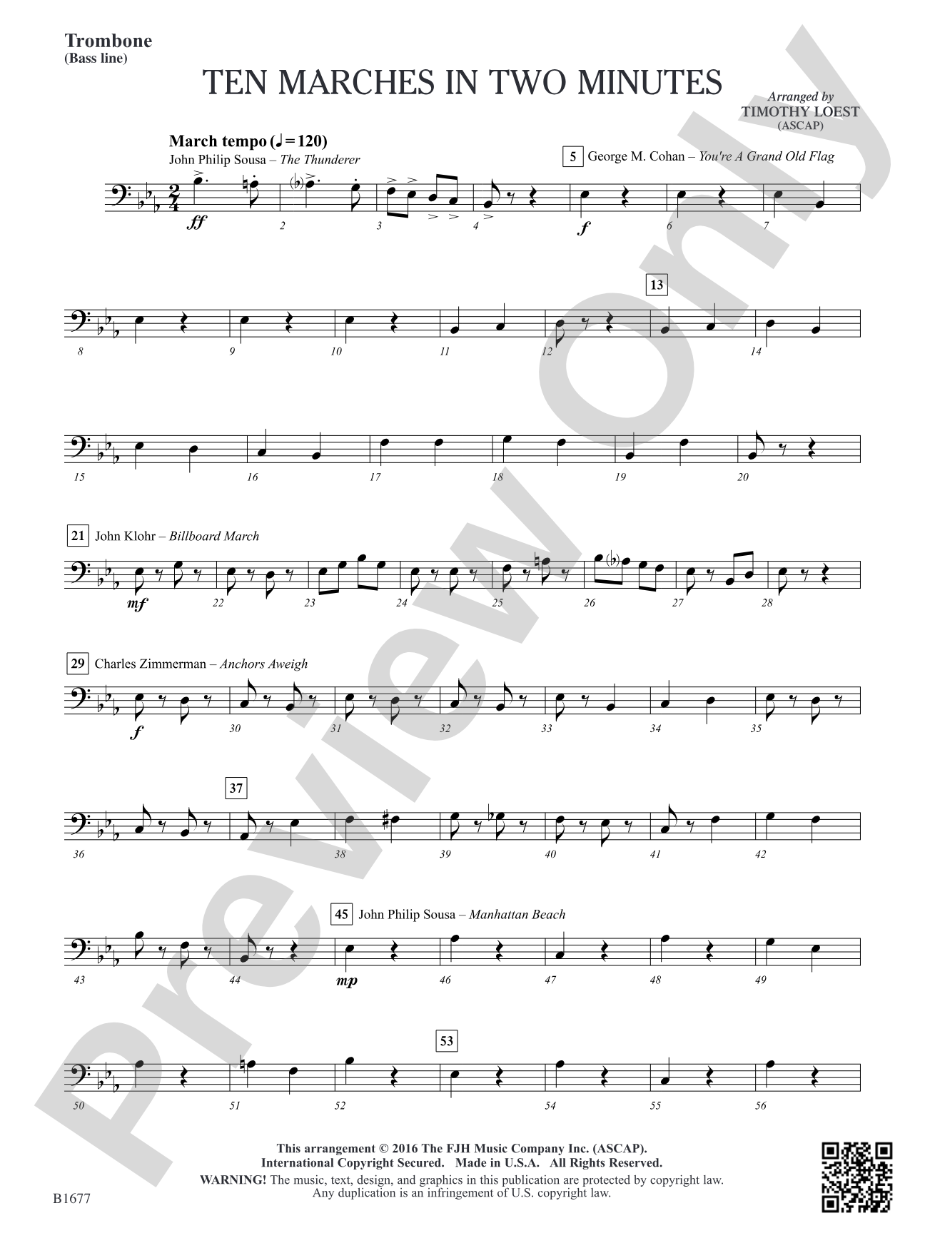Ten Marches in Two Minutes: Trombone (bass line)