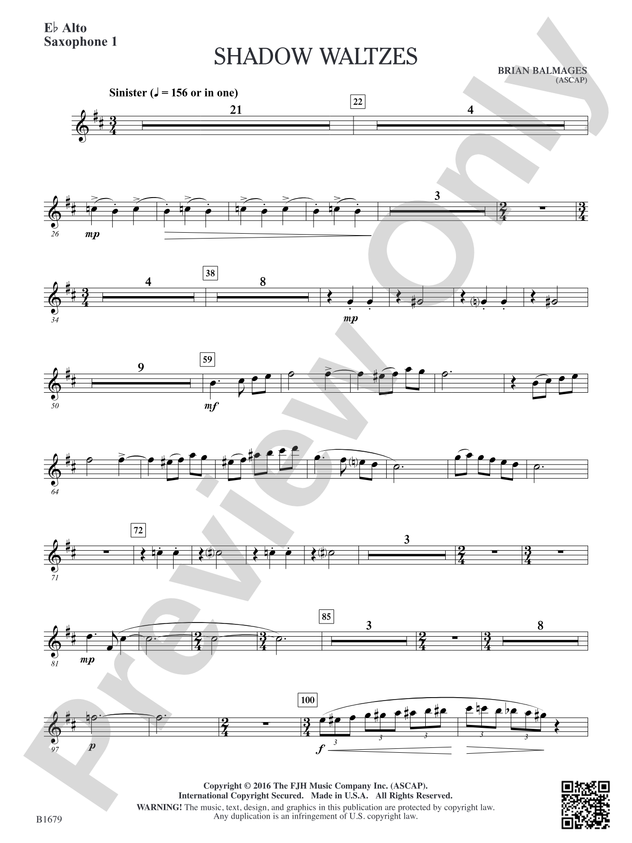 Shadow Waltzes: E-flat Alto Saxophone 1