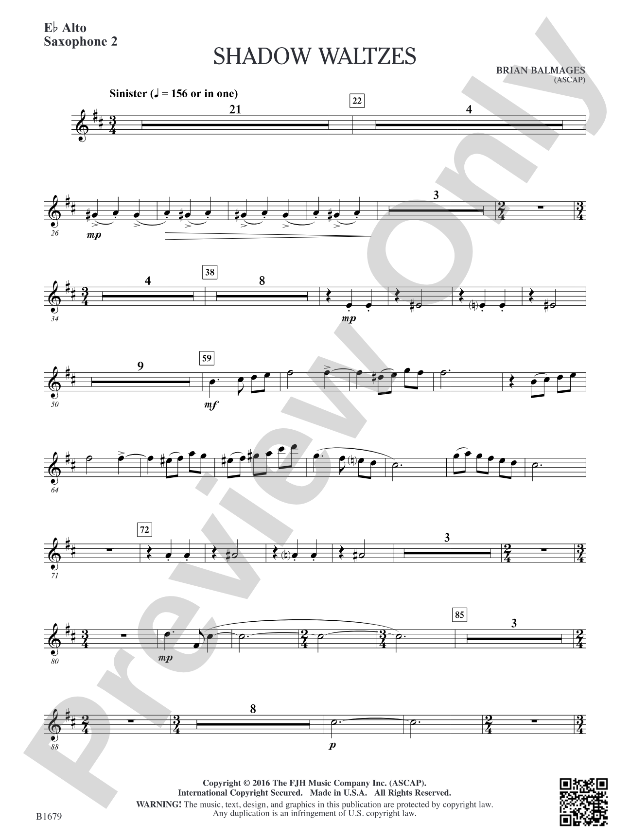 Shadow Waltzes: E-flat Alto Saxophone 2