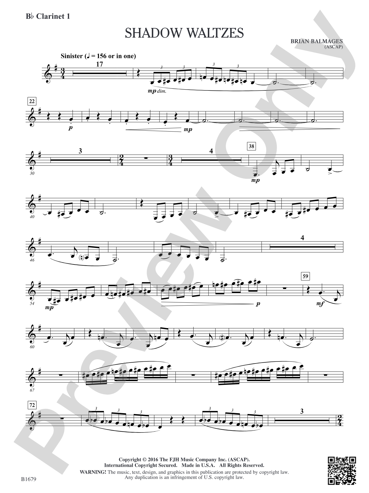 Shadow Waltzes: B-flat Clarinet 1