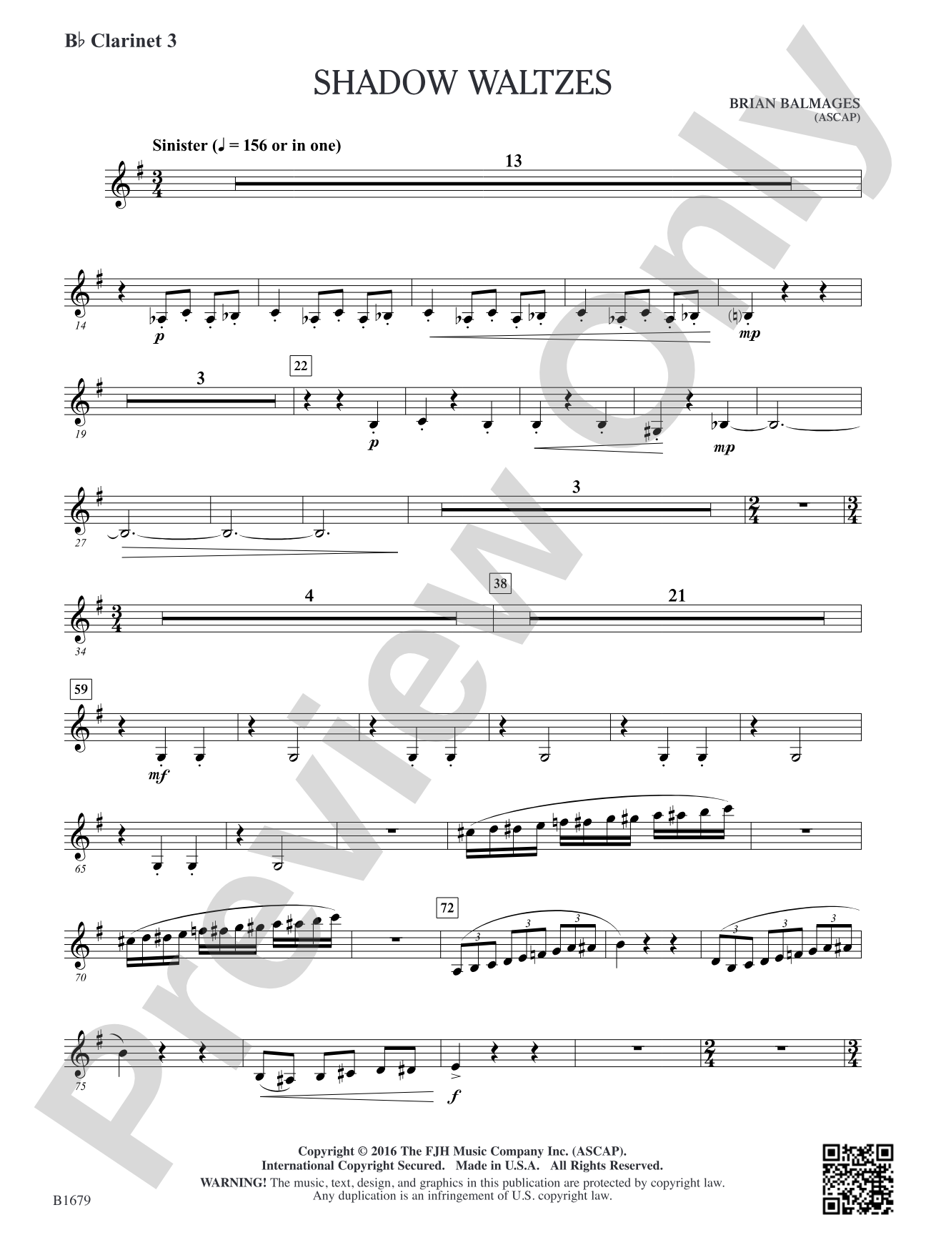 Shadow Waltzes: B-flat Clarinet 3