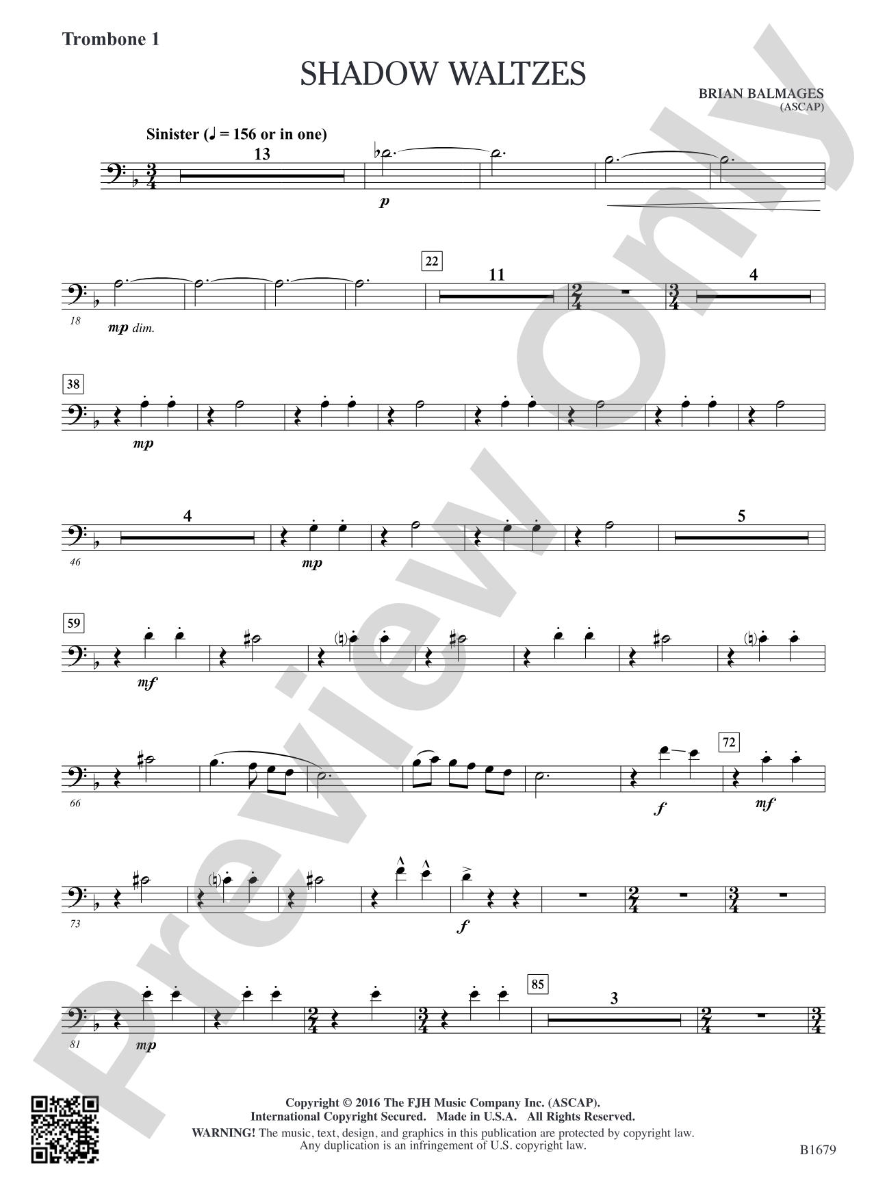 Shadow Waltzes: Trombone 1