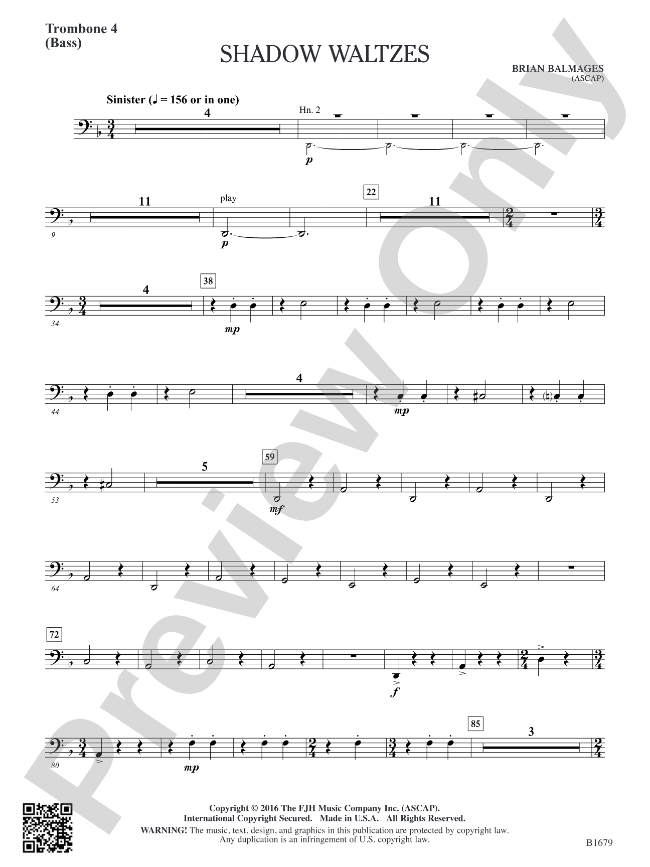 Shadow Waltzes: Trombone 4 (Bass)