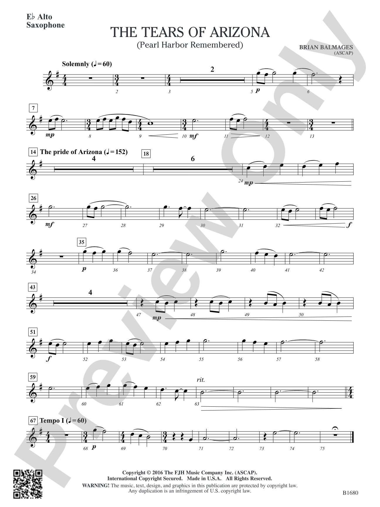 The Tears of Arizona: E-flat Alto Saxophone