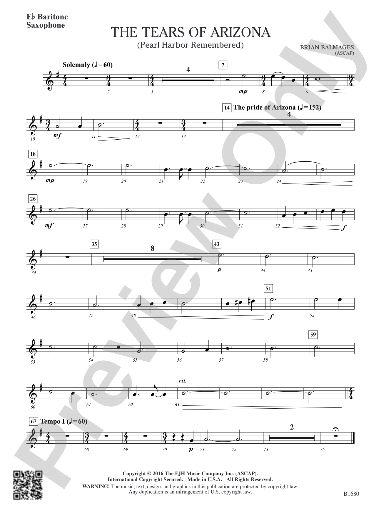 The Tears of Arizona: E-flat Baritone Saxophone