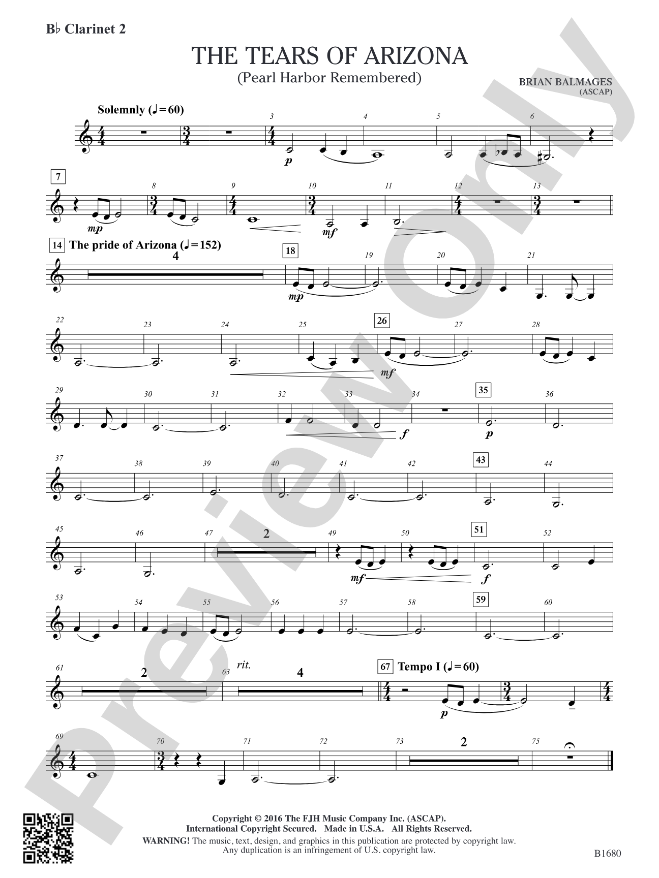 The Tears of Arizona: B-flat Clarinet 2
