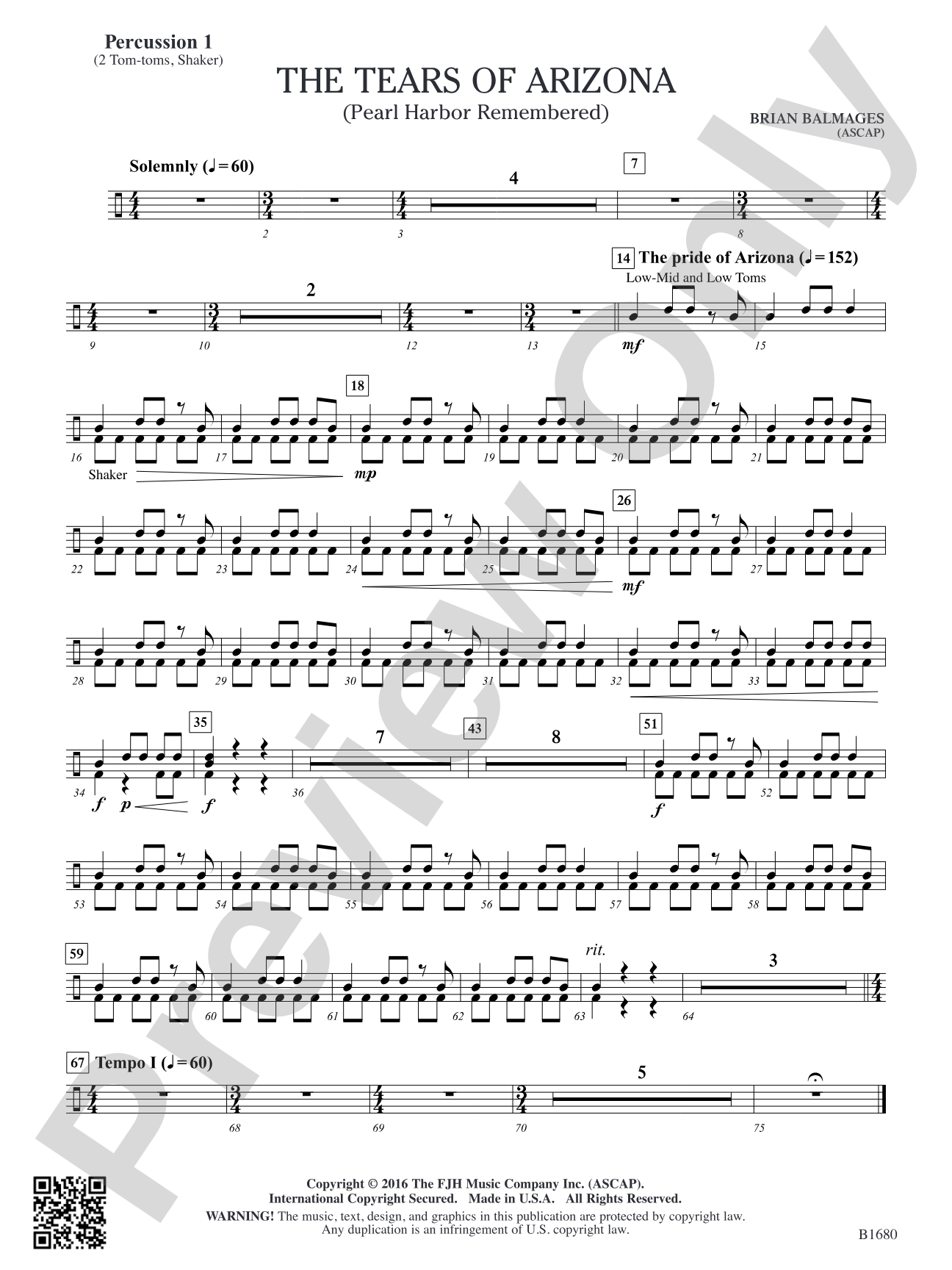 The Tears of Arizona: Percussion 1